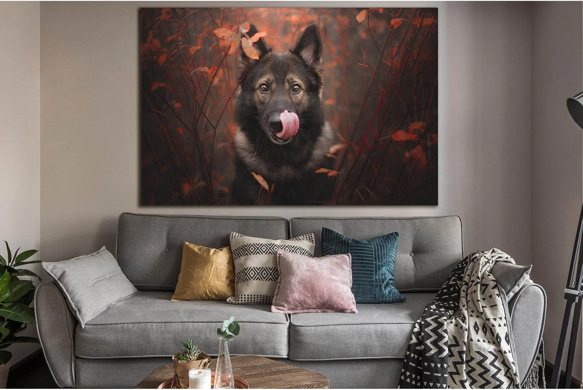 German Shepherd Licking Muzzle №SL1046 Ready to Hang Canvas Print - Zellart Canvas Prints 0new, ALL_Products, Animals & Wildlife