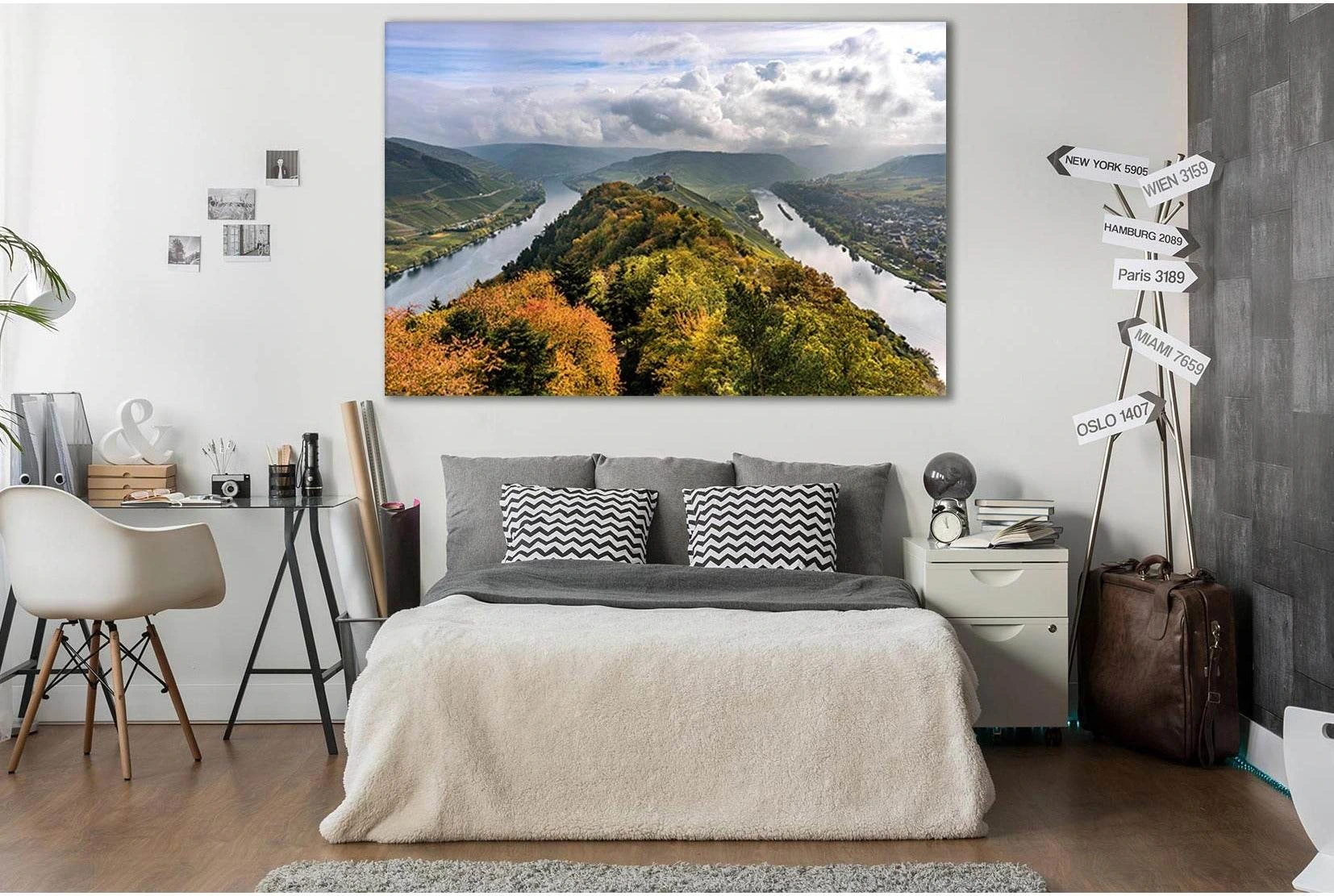Germany Autumn River Moselle №SL634 Ready to Hang Canvas Print - Zellart Canvas Prints 0new, ALL_Products, Autumn Wall Art
