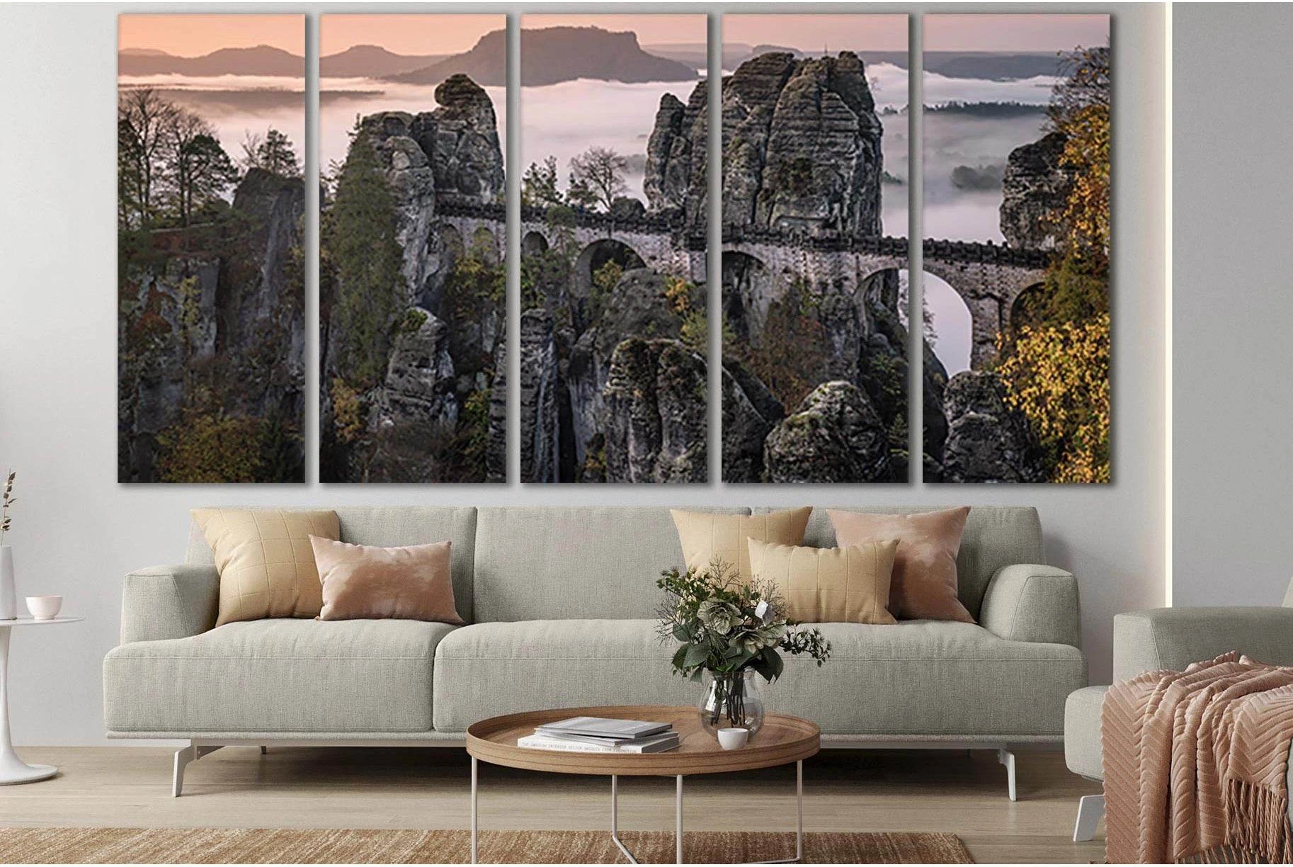 Germany Saxony Bastei Bridge №SL1100 Ready to Hang Canvas Print - Zellart Canvas Prints 0new, ALL_Products, Bridges Wall Art