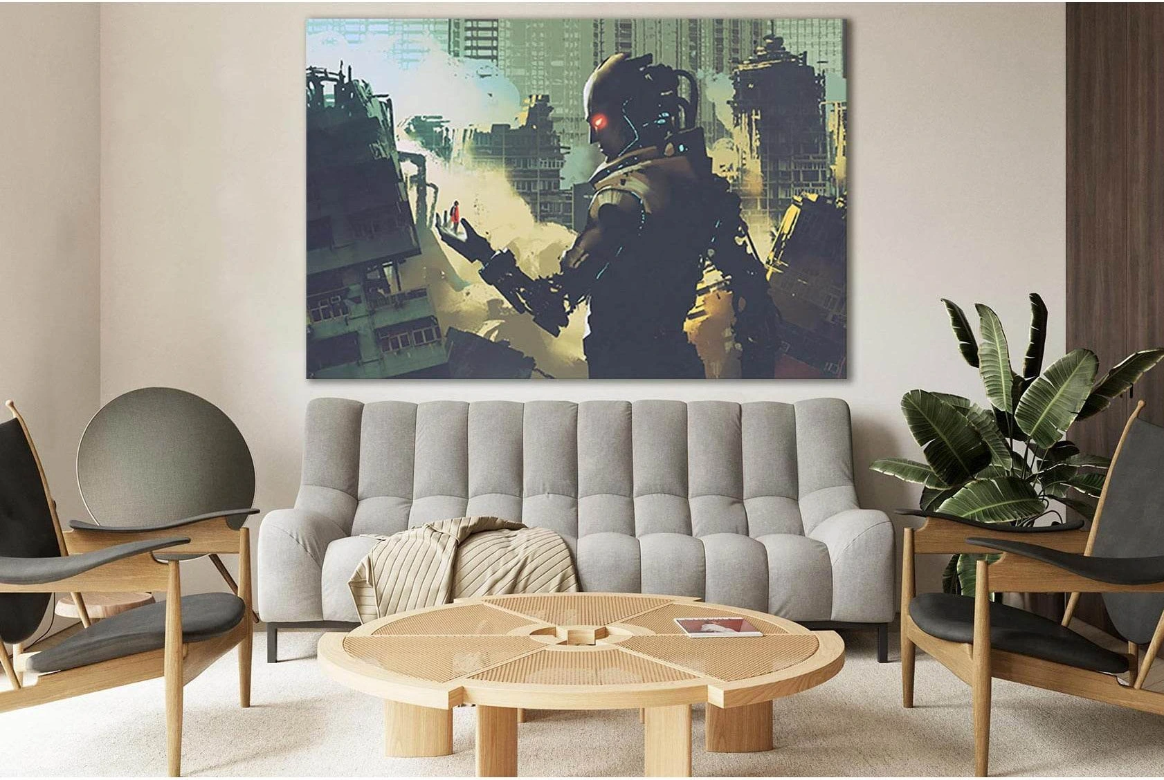 Giant Futuristic Robot №SL1284 Ready to Hang Canvas Print - Zellart Canvas Prints 0new, ALL_Products, Fantasy And Sci Fi Wall Art