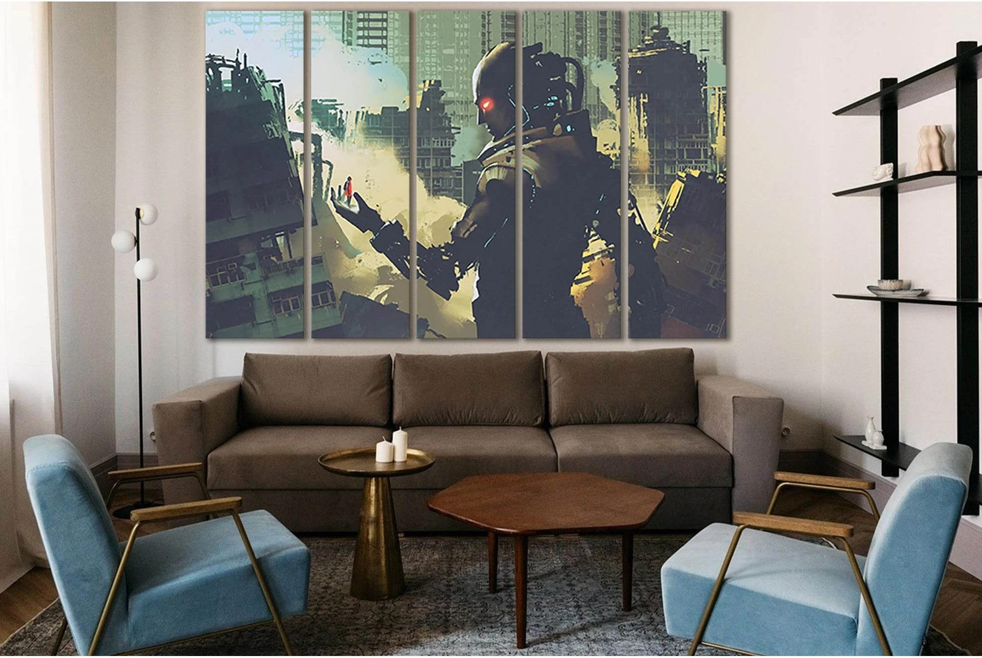 Giant Futuristic Robot №SL1284 Ready to Hang Canvas Print - Zellart Canvas Prints 0new, ALL_Products, Fantasy And Sci Fi Wall Art