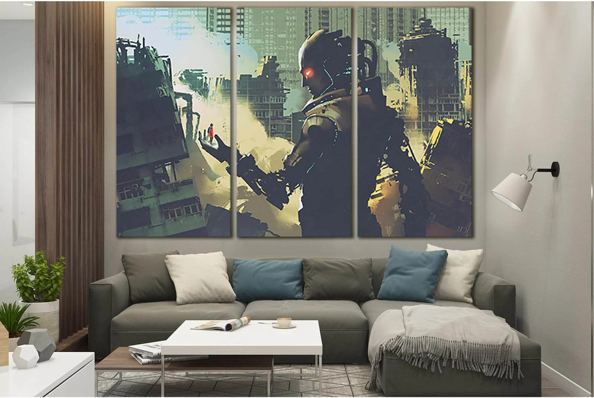 Giant Futuristic Robot №SL1284 Ready to Hang Canvas Print - Zellart Canvas Prints 0new, ALL_Products, Fantasy And Sci Fi Wall Art