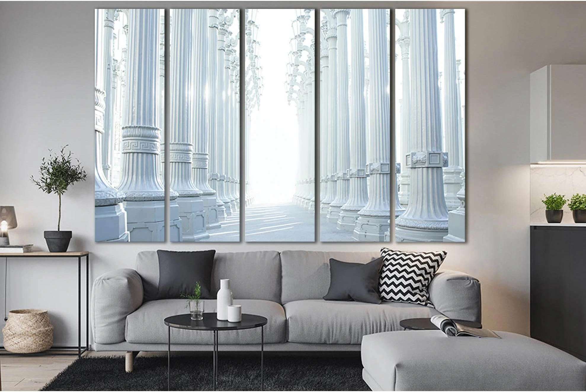 Giant White Columns №SL1396 Ready to Hang Canvas Print - Zellart Canvas Prints 0new, ALL_Products, Architecture