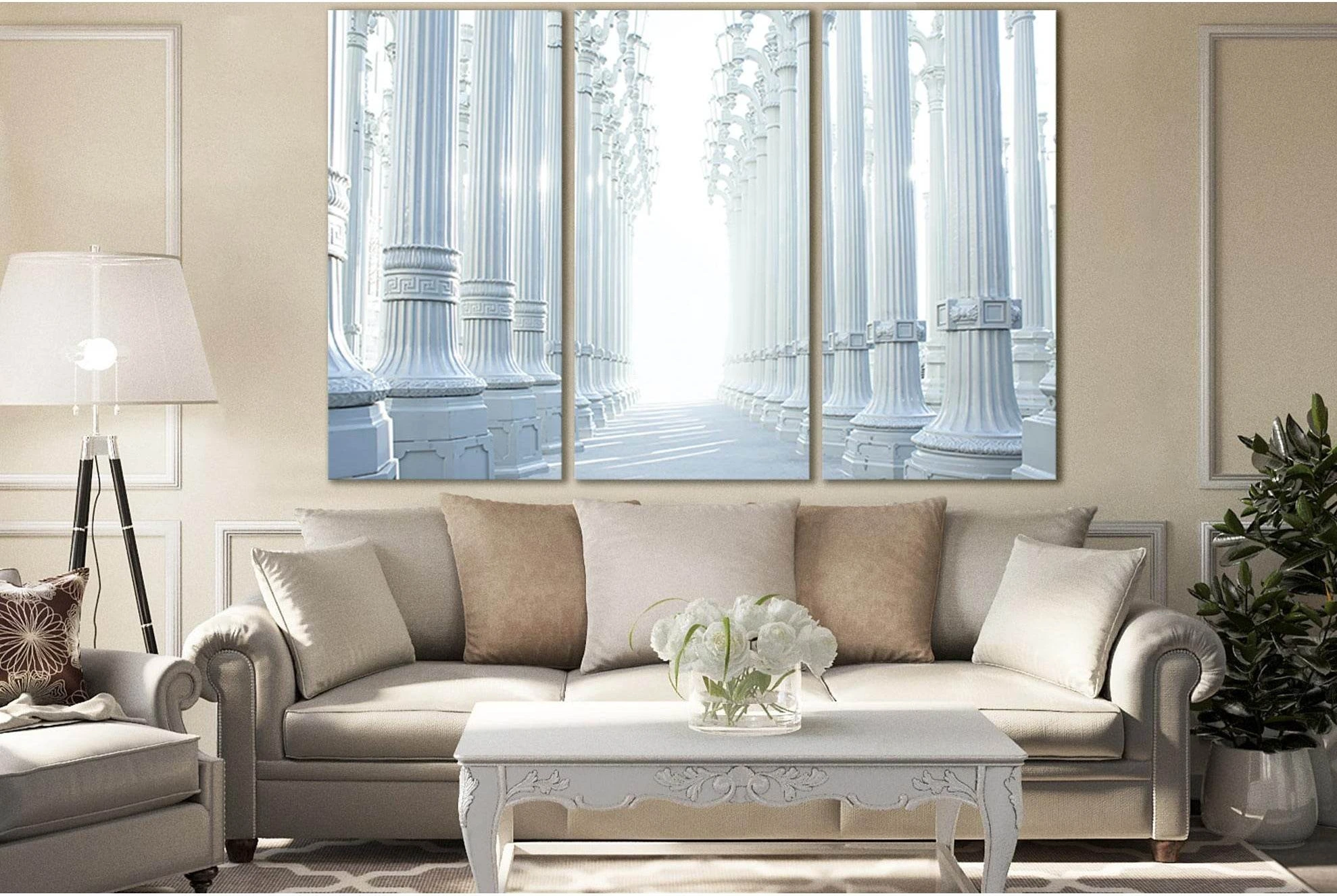 Giant White Columns №SL1396 Ready to Hang Canvas Print - Zellart Canvas Prints 0new, ALL_Products, Architecture