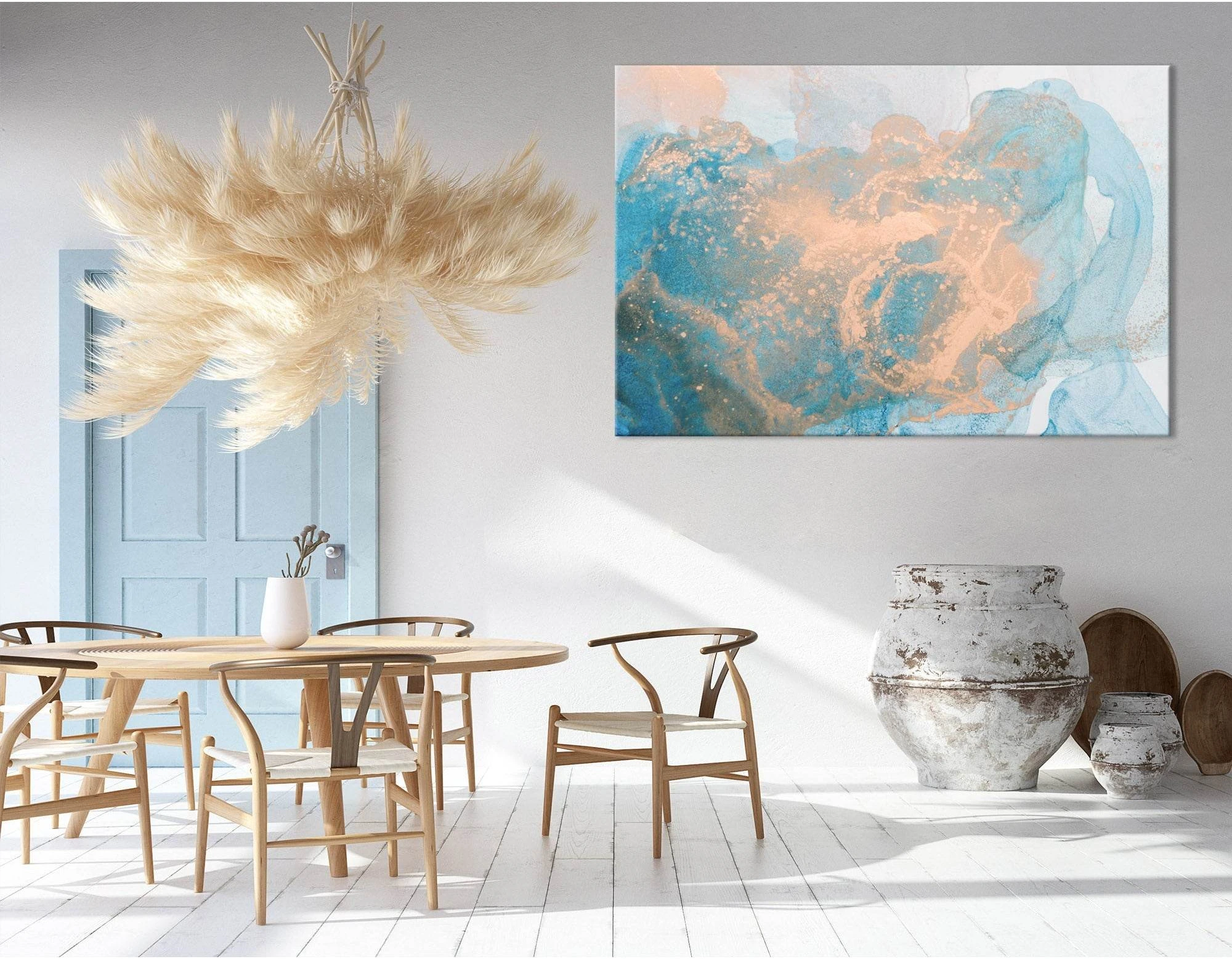Ginger And Blue Abstract №04296 Ready to Hang Canvas Print - Zellart Canvas Prints ALL_Products