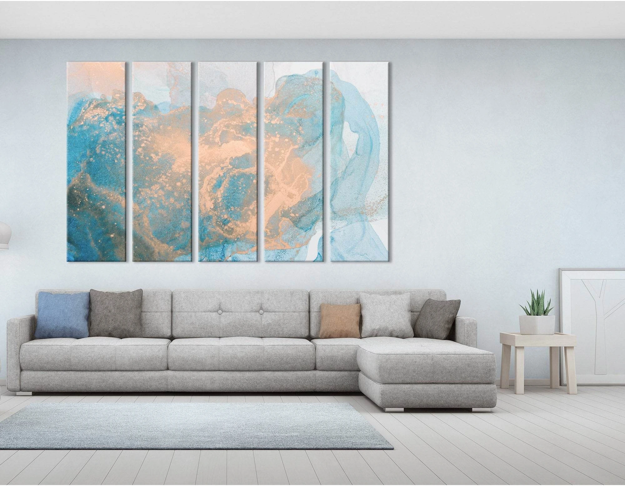 Ginger And Blue Abstract №04296 Ready to Hang Canvas Print - Zellart Canvas Prints ALL_Products