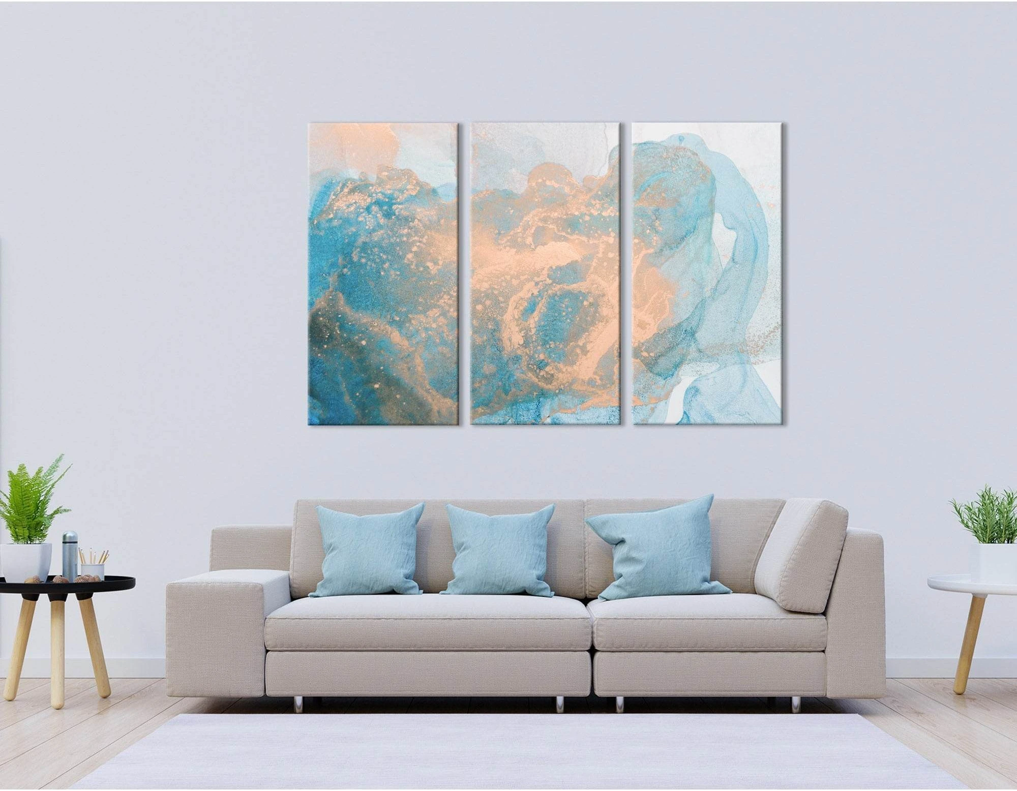 Ginger And Blue Abstract №04296 Ready to Hang Canvas Print - Zellart Canvas Prints ALL_Products