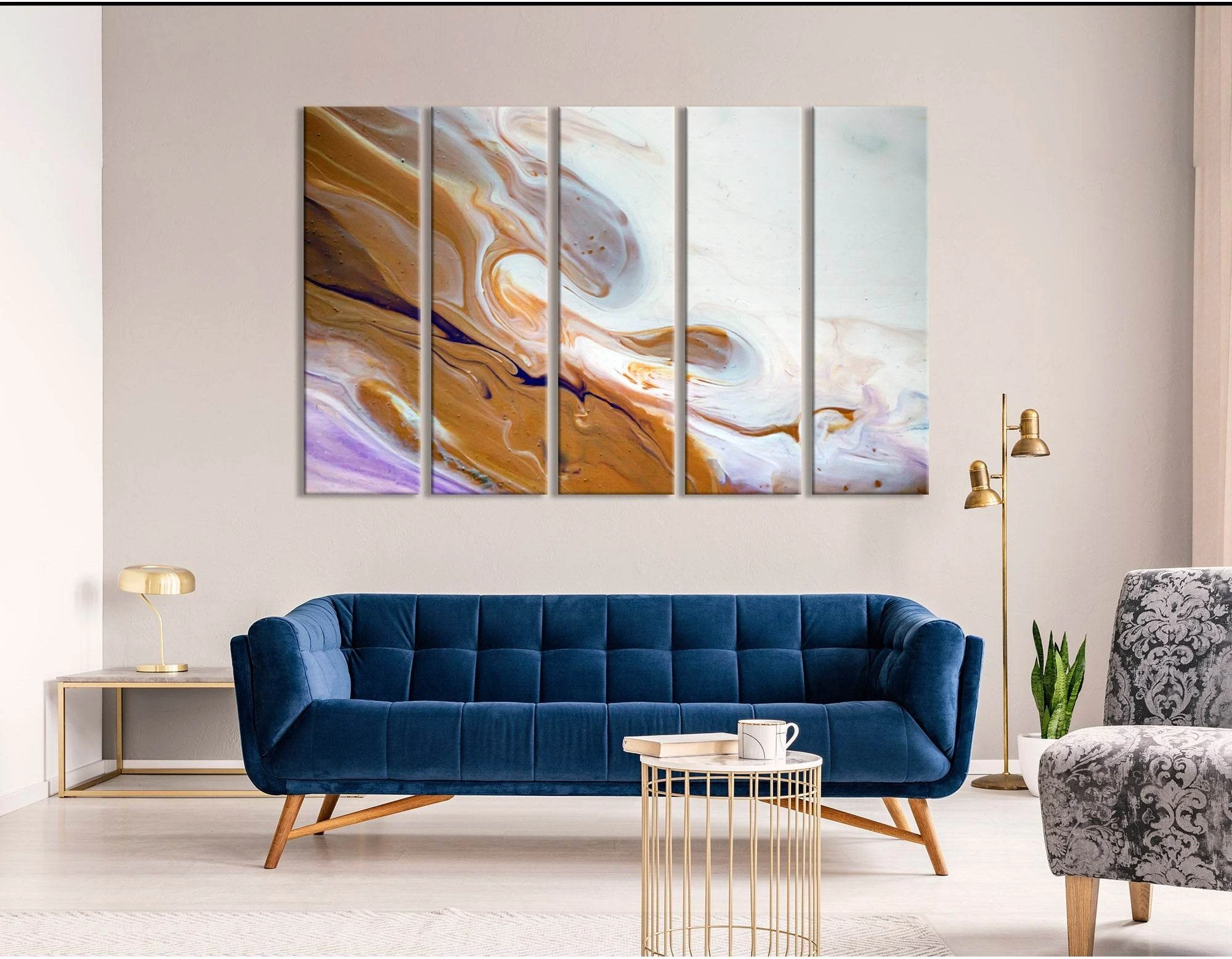 Ginger And White Abstract №04382 Ready to Hang Canvas Print - Zellart Canvas Prints ALL_Products