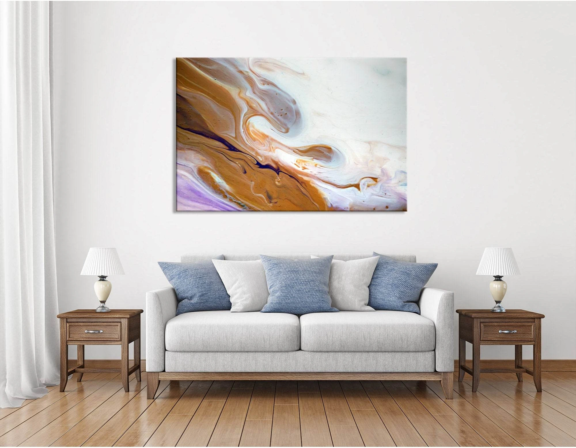 Ginger And White Abstract №04382 Ready to Hang Canvas Print - Zellart Canvas Prints ALL_Products