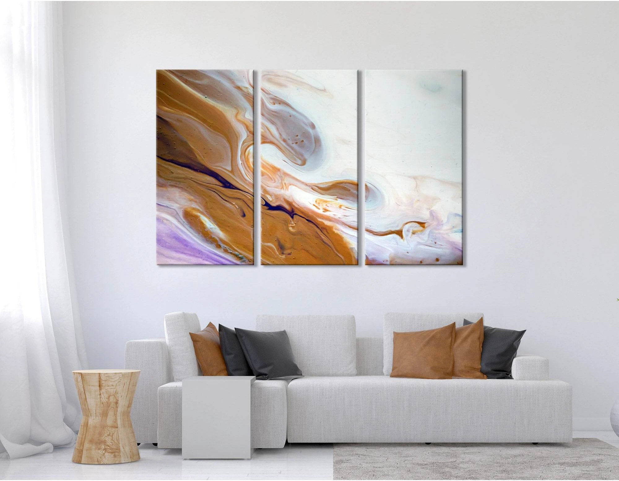 Ginger And White Abstract №04382 Ready to Hang Canvas Print - Zellart Canvas Prints ALL_Products