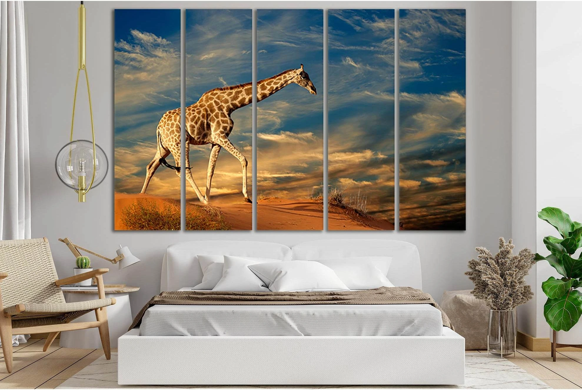 Giraffe Walking On A Sand Dune №SL1043 Ready to Hang Canvas Print - Zellart Canvas Prints 0new, ALL_Products, Animals & Wildlife
