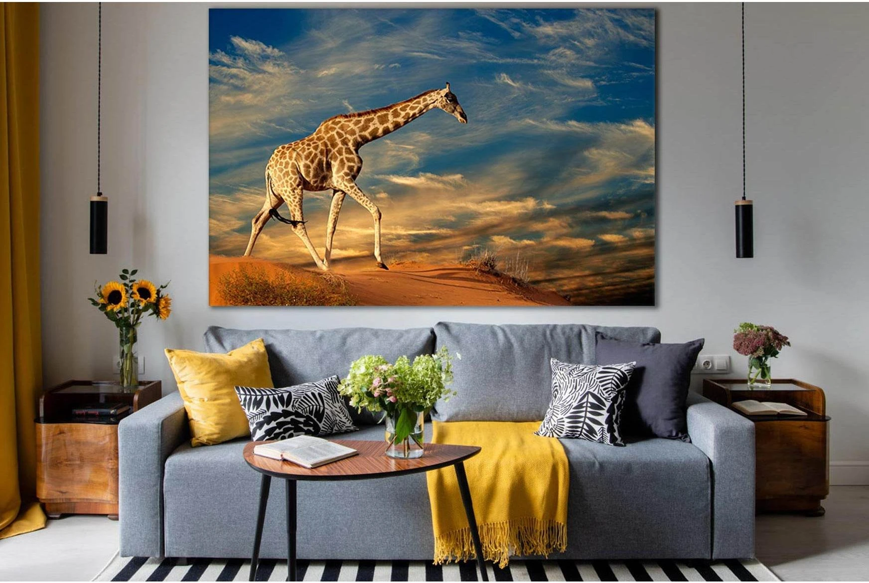 Giraffe Walking On A Sand Dune №SL1043 Ready to Hang Canvas Print - Zellart Canvas Prints 0new, ALL_Products, Animals & Wildlife