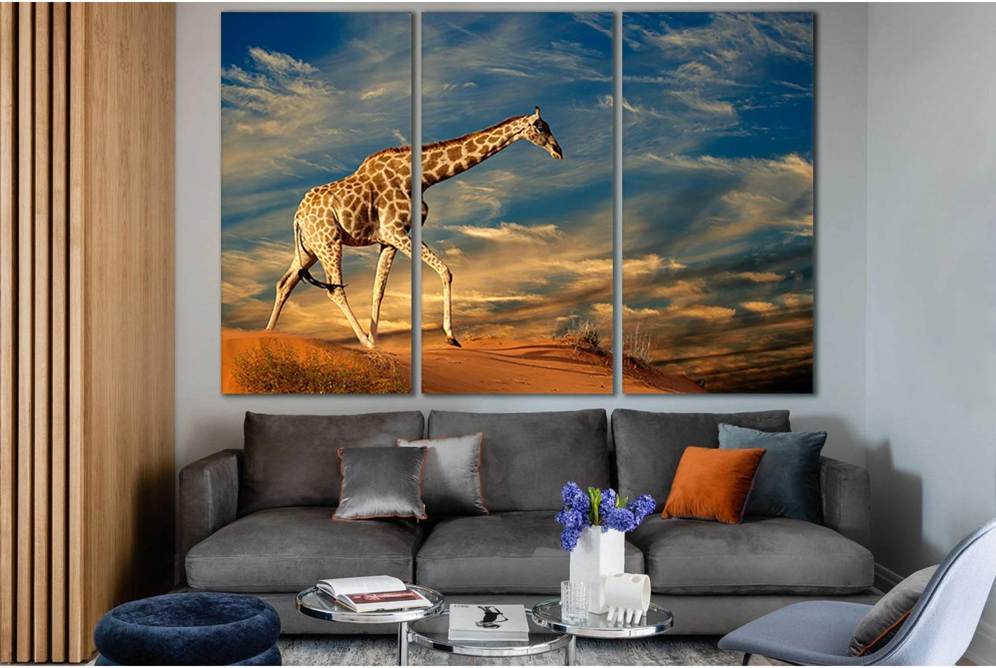 Giraffe Walking On A Sand Dune №SL1043 Ready to Hang Canvas Print - Zellart Canvas Prints 0new, ALL_Products, Animals & Wildlife