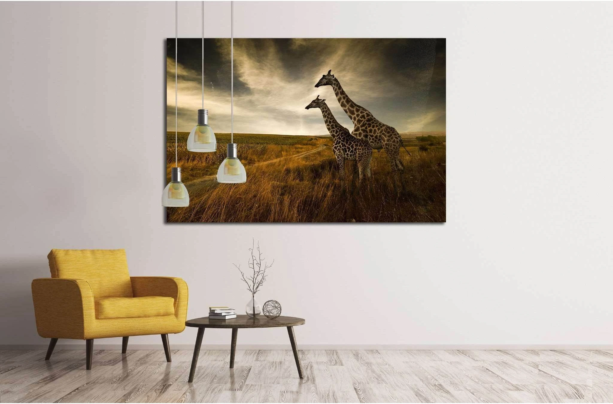 Giraffes and The Landscape №1836 Ready to Hang Canvas Print - Zellart Canvas Prints ALL_Products, s-1836