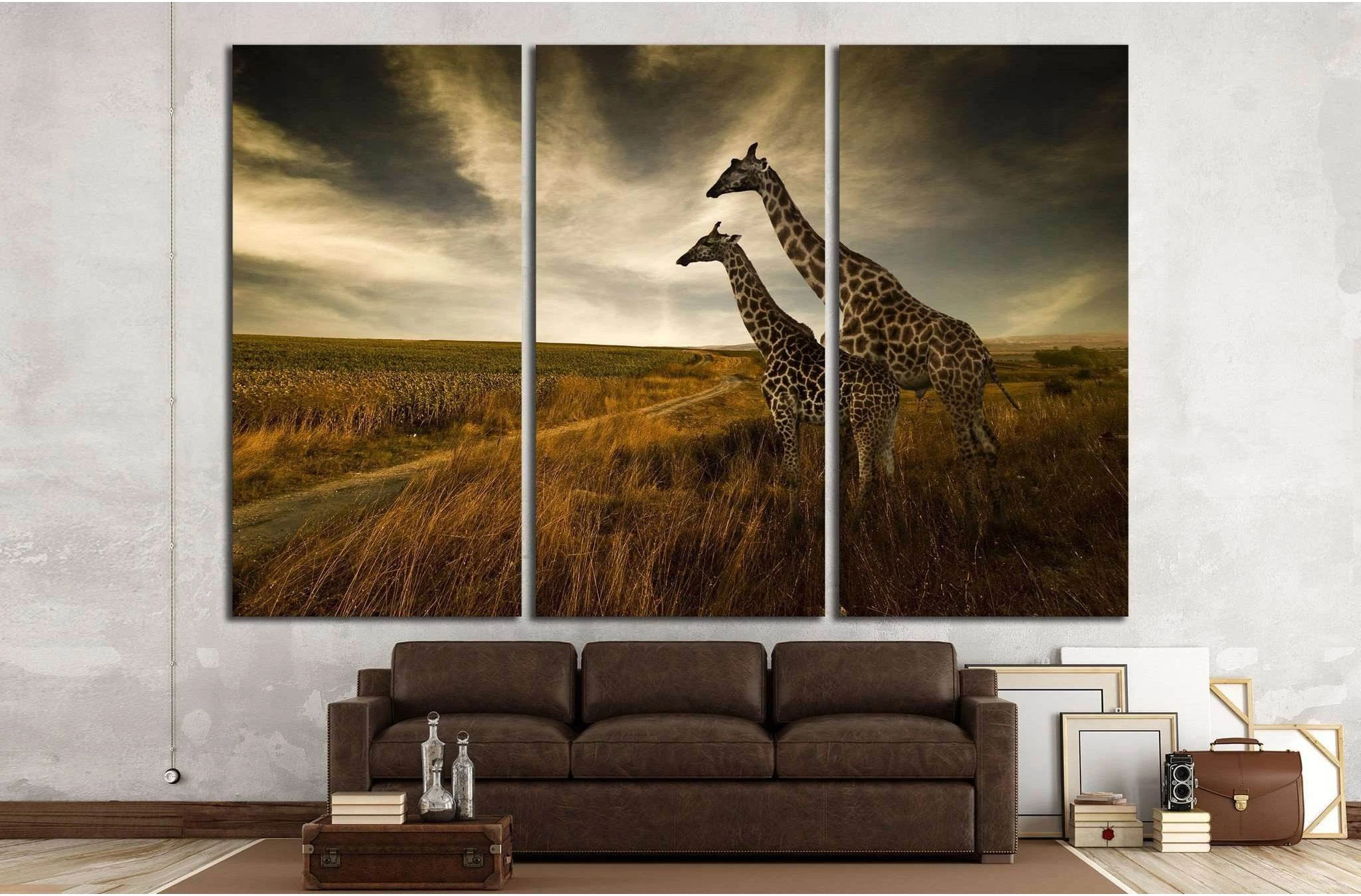Giraffes and The Landscape №1836 Ready to Hang Canvas Print - Zellart Canvas Prints ALL_Products, s-1836