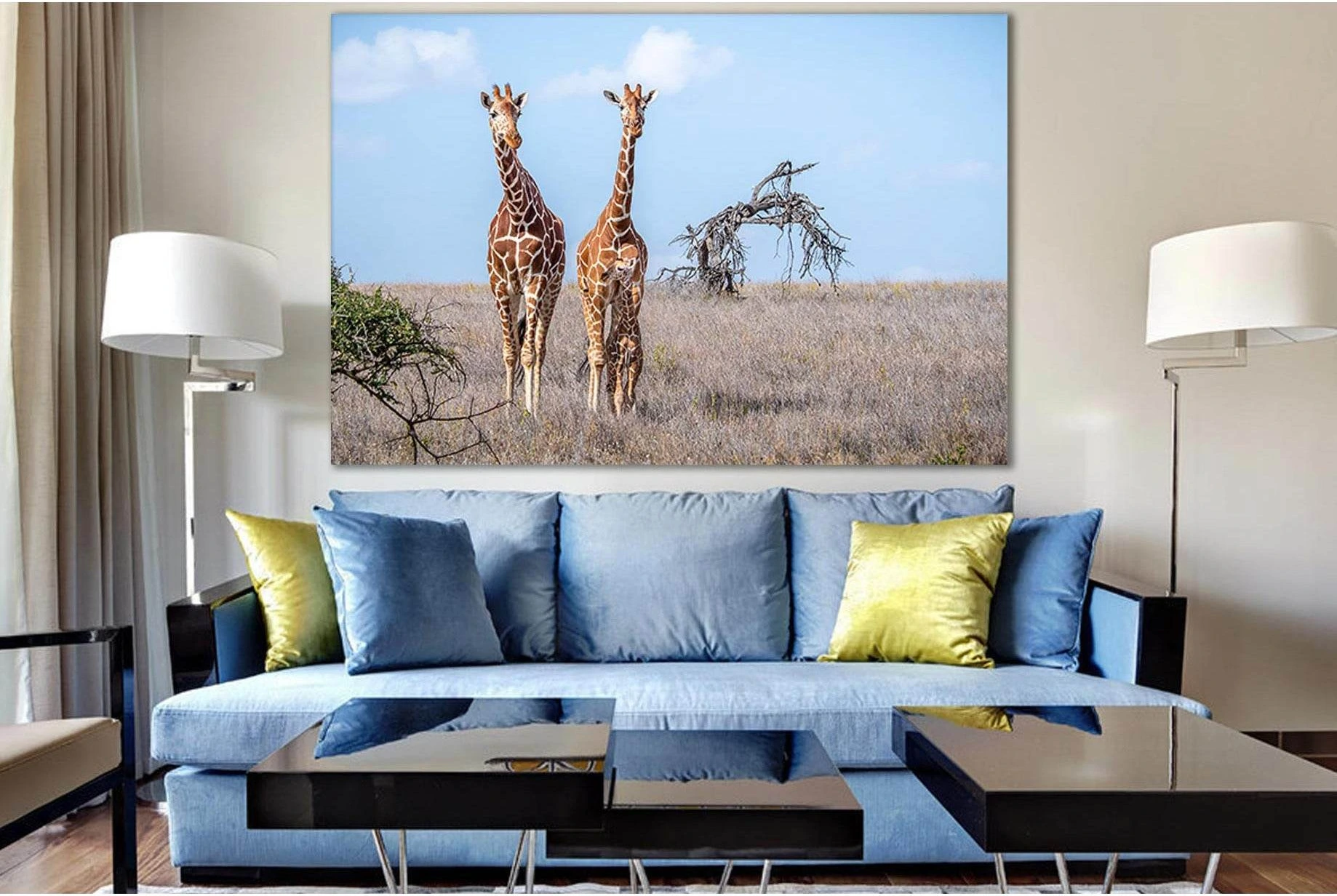 Giraffes With Cub №SL1012 Ready to Hang Canvas Print - Zellart Canvas Prints 0new, ALL_Products, Animals & Wildlife