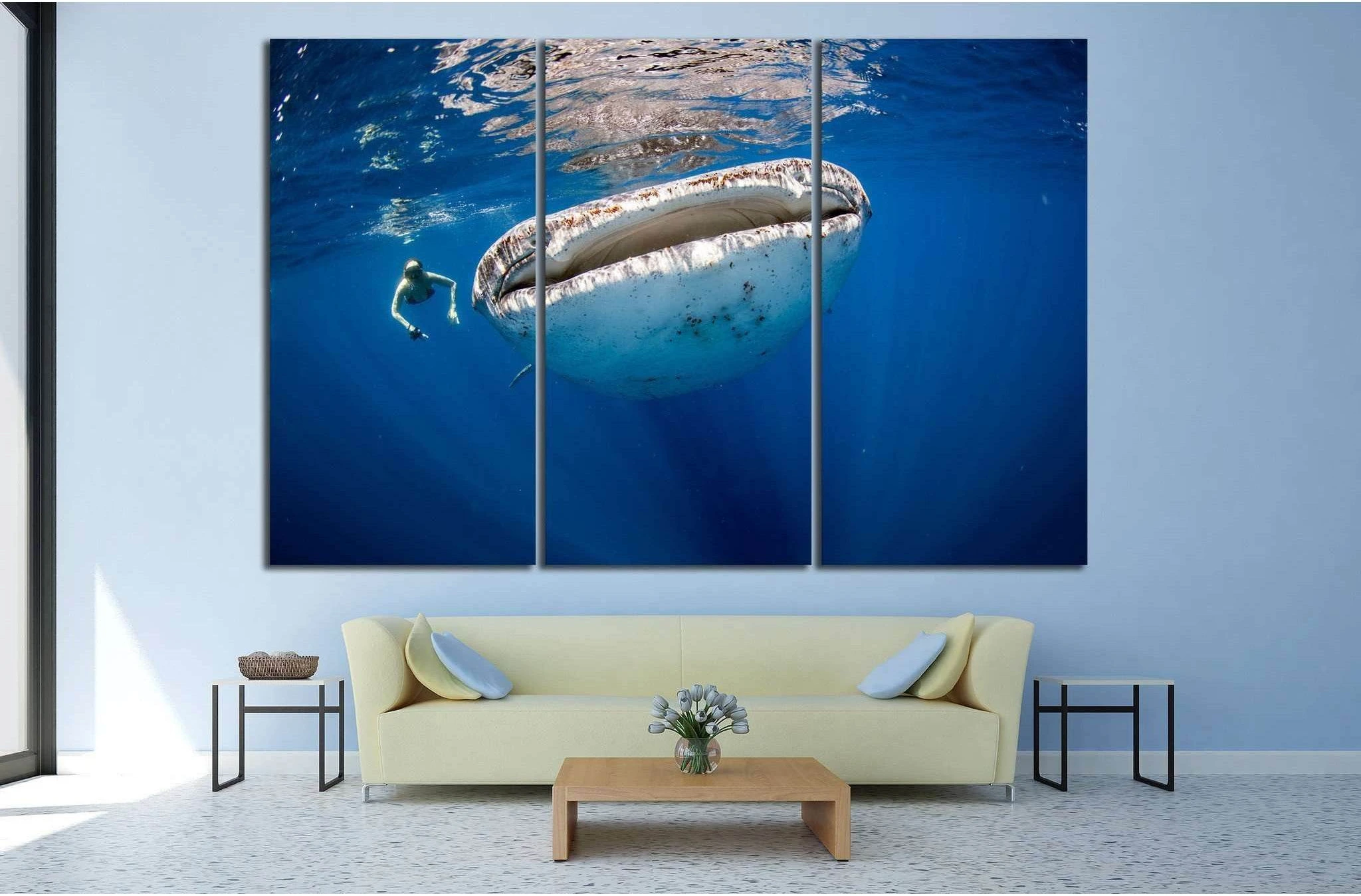 Girl and Whale №507 Ready to Hang Canvas Print - Zellart Canvas Prints ALL_Products, s-507, Whale
