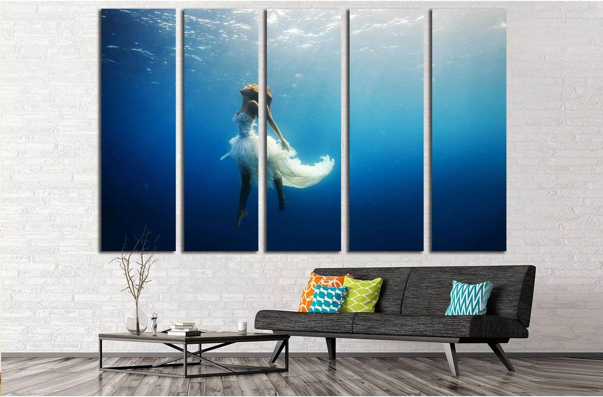 Girl Dancing Underwater №505 Ready to Hang Canvas Print - Zellart Canvas Prints ALL_Products, s-505