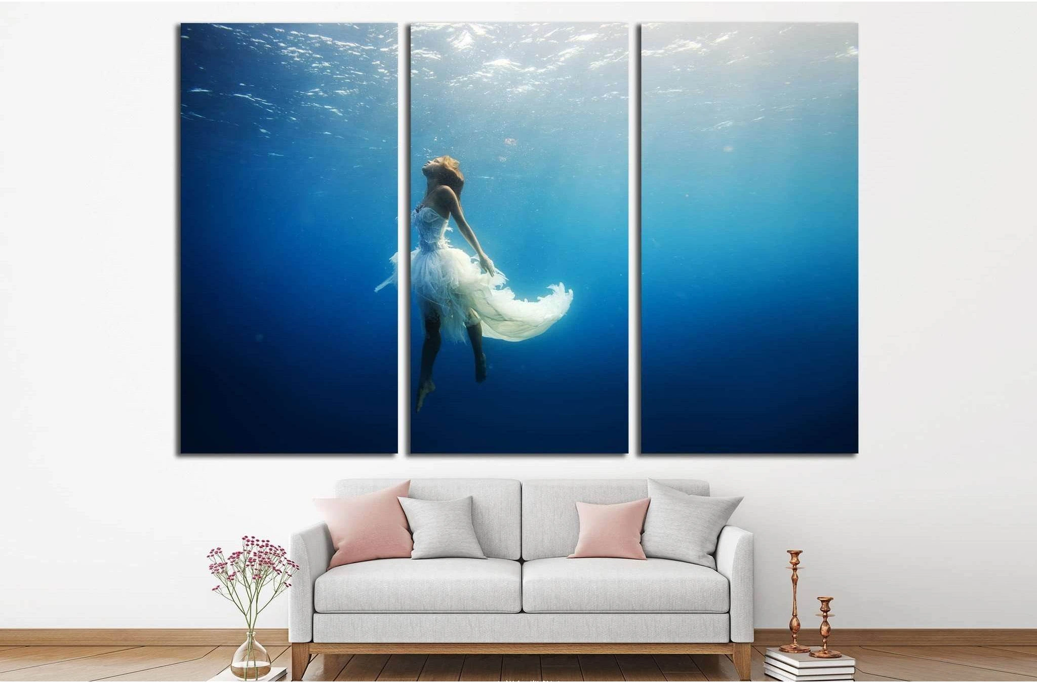 Girl Dancing Underwater №505 Ready to Hang Canvas Print - Zellart Canvas Prints ALL_Products, s-505