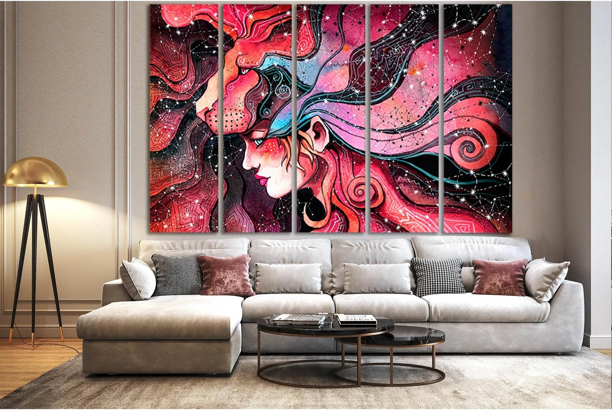 Girl In A Lion Mask №SL1217 Ready to Hang Canvas Print - Zellart Canvas Prints 0new, ALL_Products, Fantasy And Sci Fi Wall Art, Lion