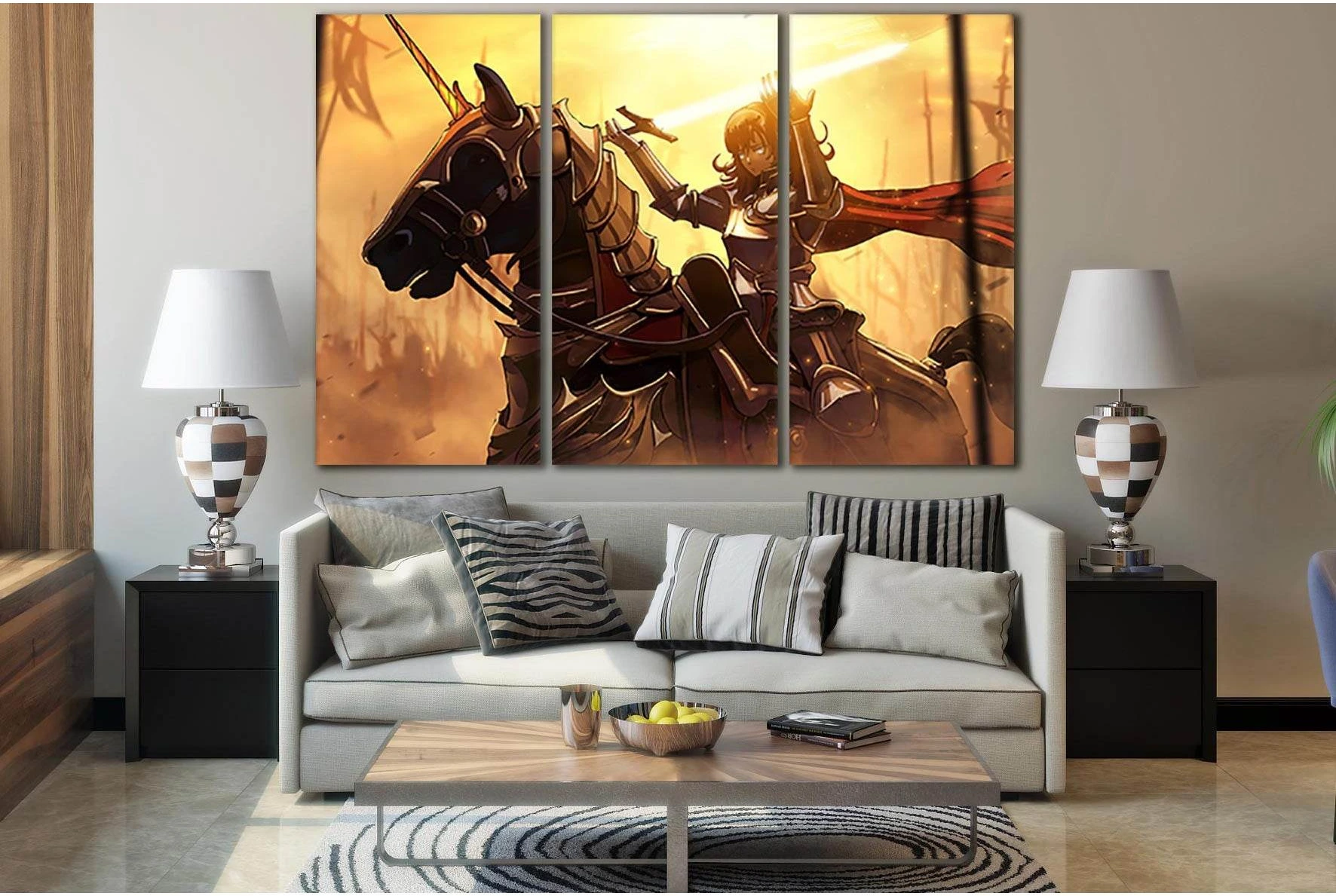 Girl Knight Riding A Horse №SL1226 Ready to Hang Canvas Print - Zellart Canvas Prints 0new, ALL_Products, Fantasy And Sci Fi Wall Art, Horses