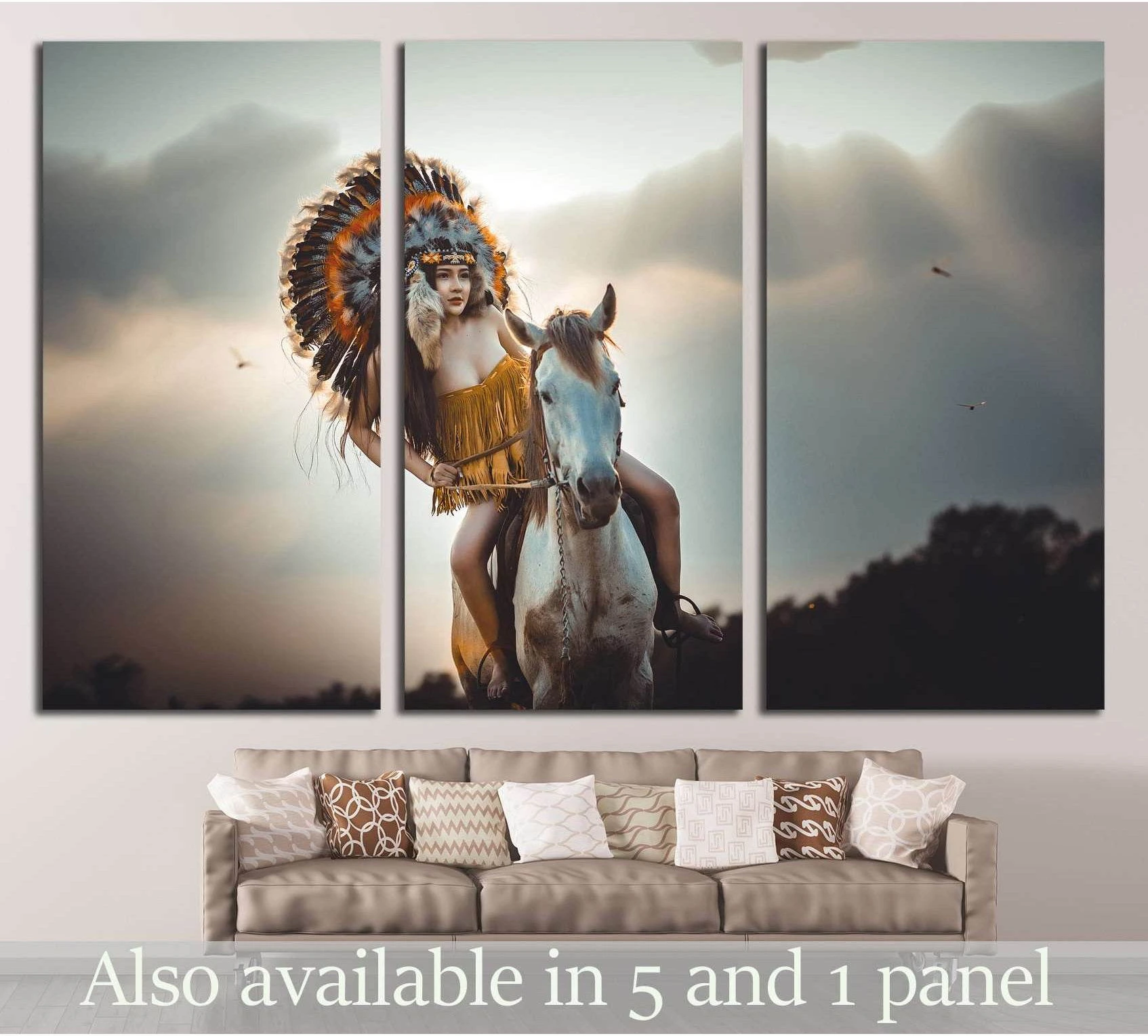 Girl on horse canvas print №5009 - Zellart Canvas Prints ALL_Products, Horses, s-5009