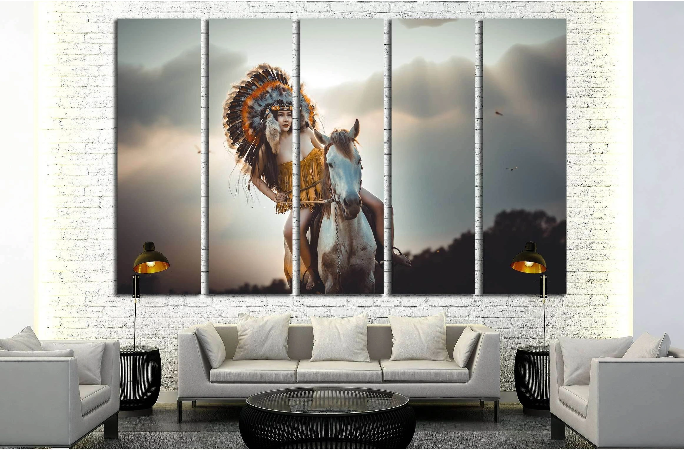 Girl on horse canvas print №5009 - Zellart Canvas Prints ALL_Products, Horses, s-5009