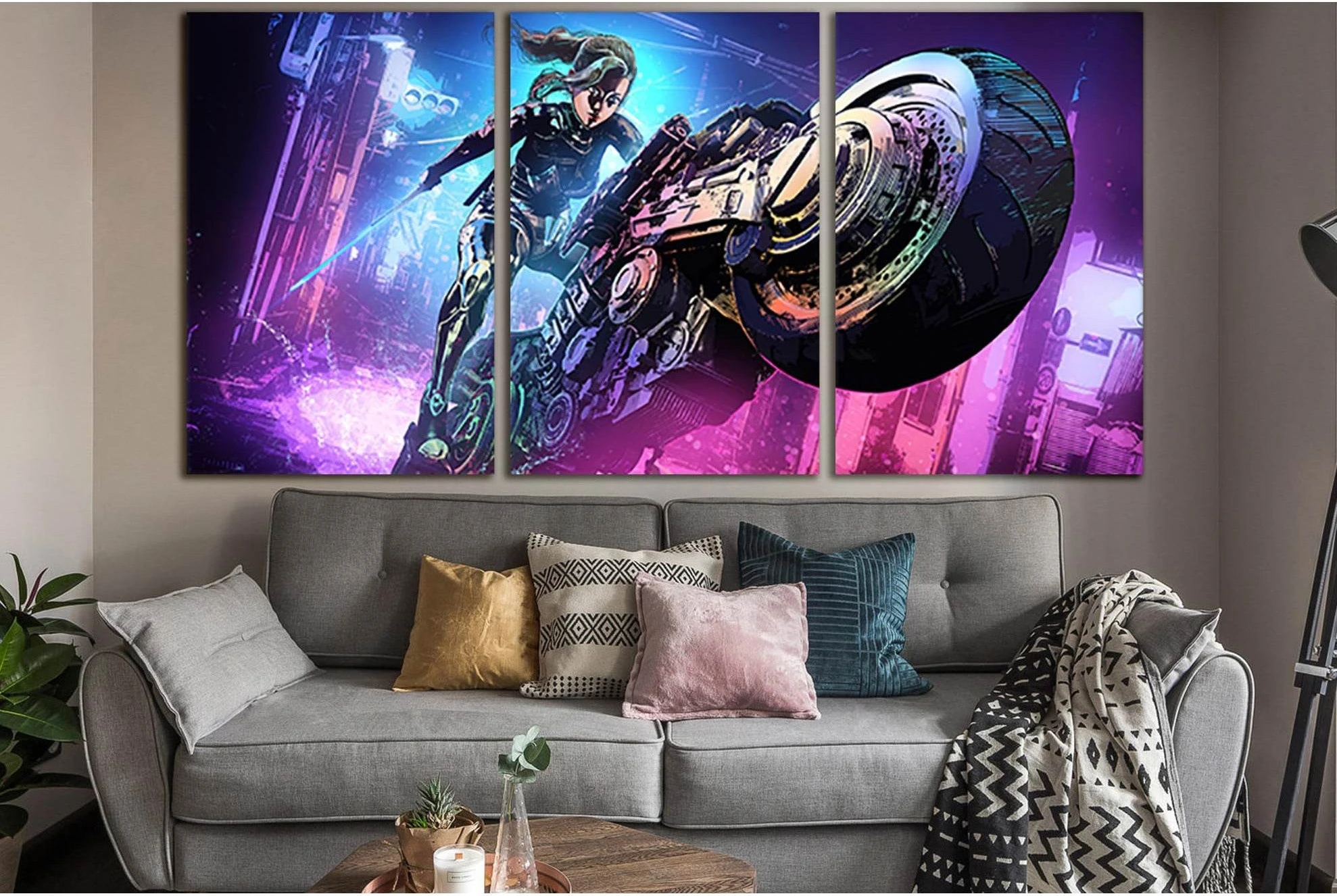 Girl Riding A Motorcycle №SL1228 Ready to Hang Canvas Print - Zellart Canvas Prints 0new, ALL_Products, Fantasy And Sci Fi Wall Art