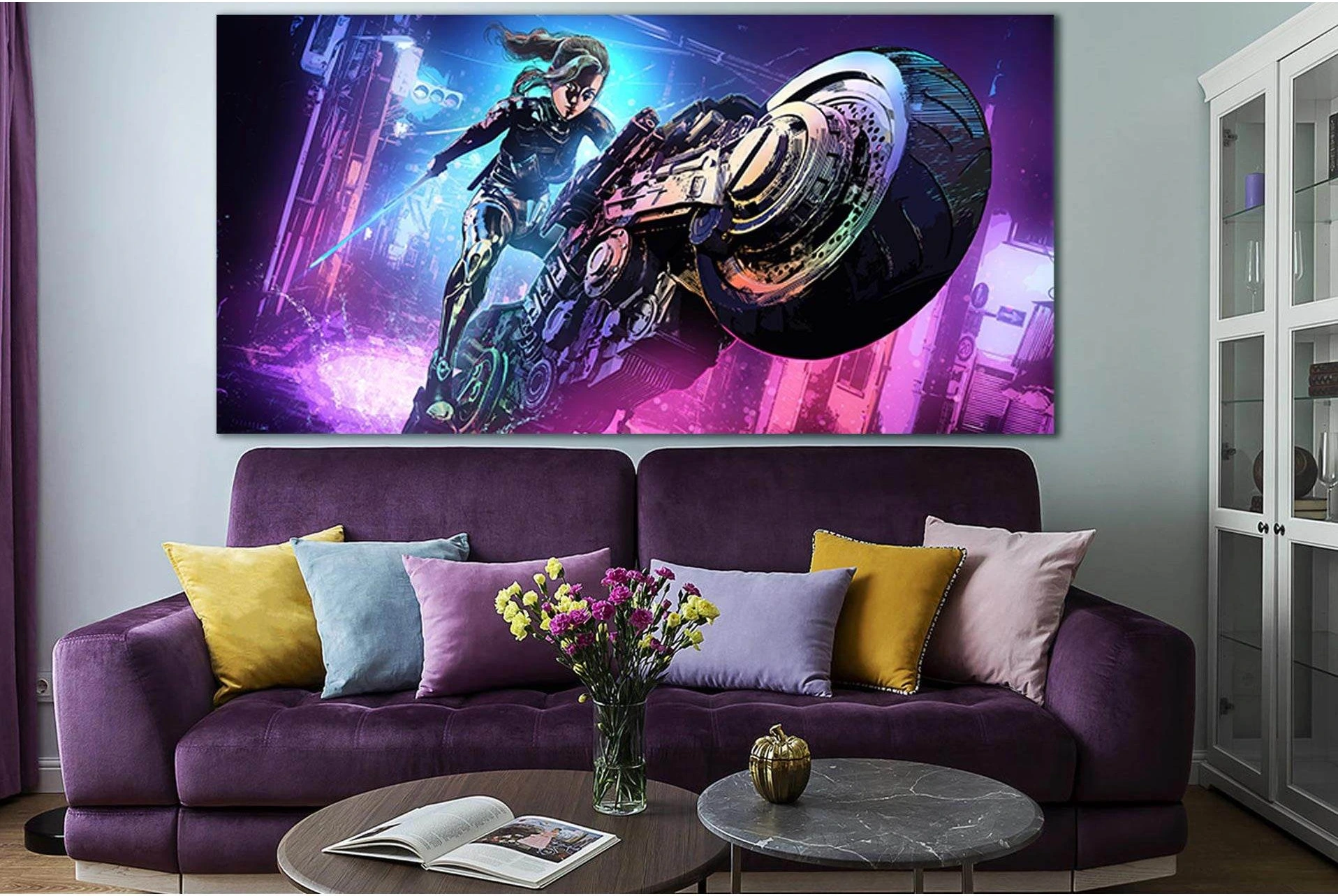 Girl Riding A Motorcycle №SL1228 Ready to Hang Canvas Print - Zellart Canvas Prints 0new, ALL_Products, Fantasy And Sci Fi Wall Art