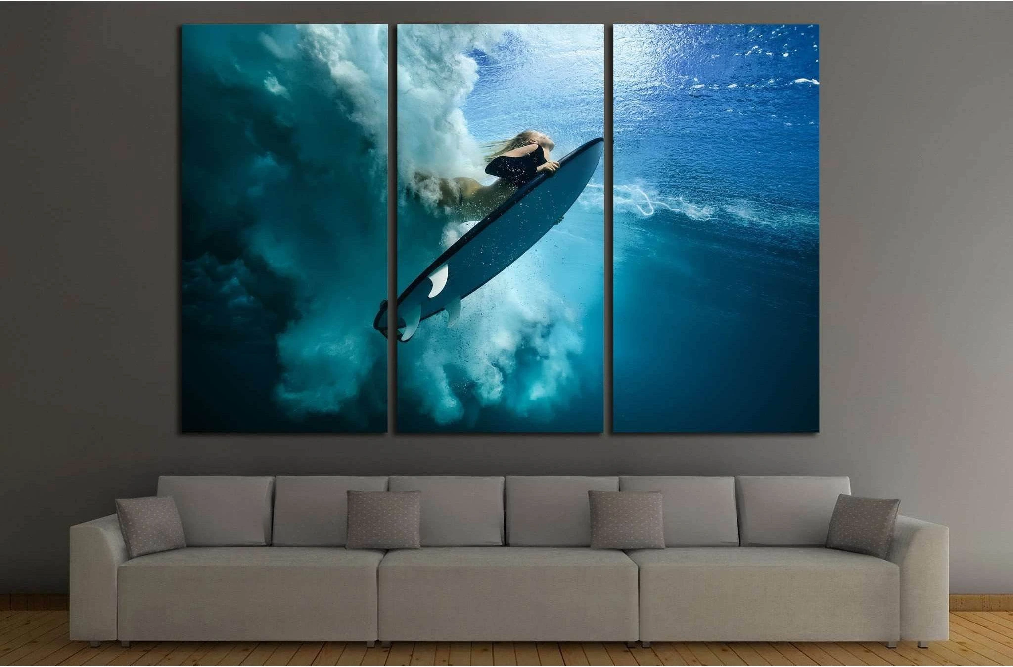 Girl Surfing №510 Ready to Hang Canvas Print - Zellart Canvas Prints ALL_Products, s-510