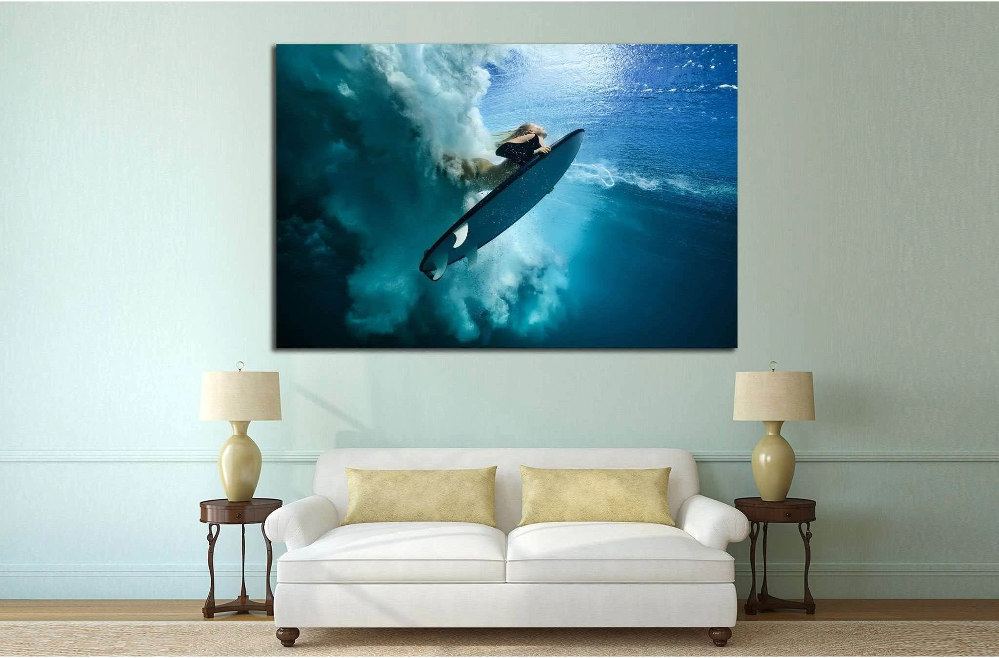 Girl Surfing №510 Ready to Hang Canvas Print - Zellart Canvas Prints ALL_Products, s-510