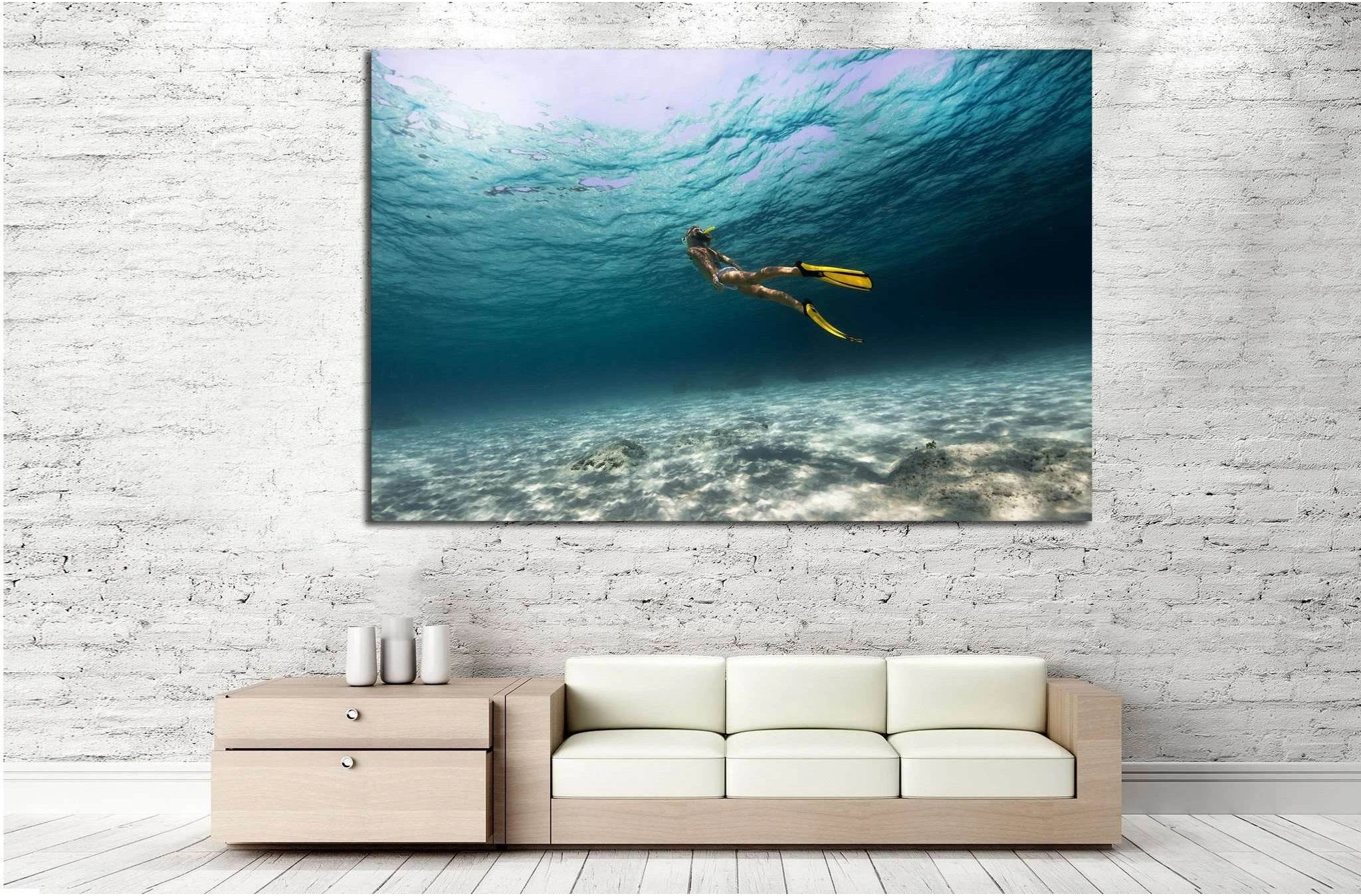 Girl Underwater №502 Ready to Hang Canvas Print - Zellart Canvas Prints ALL_Products, s-502
