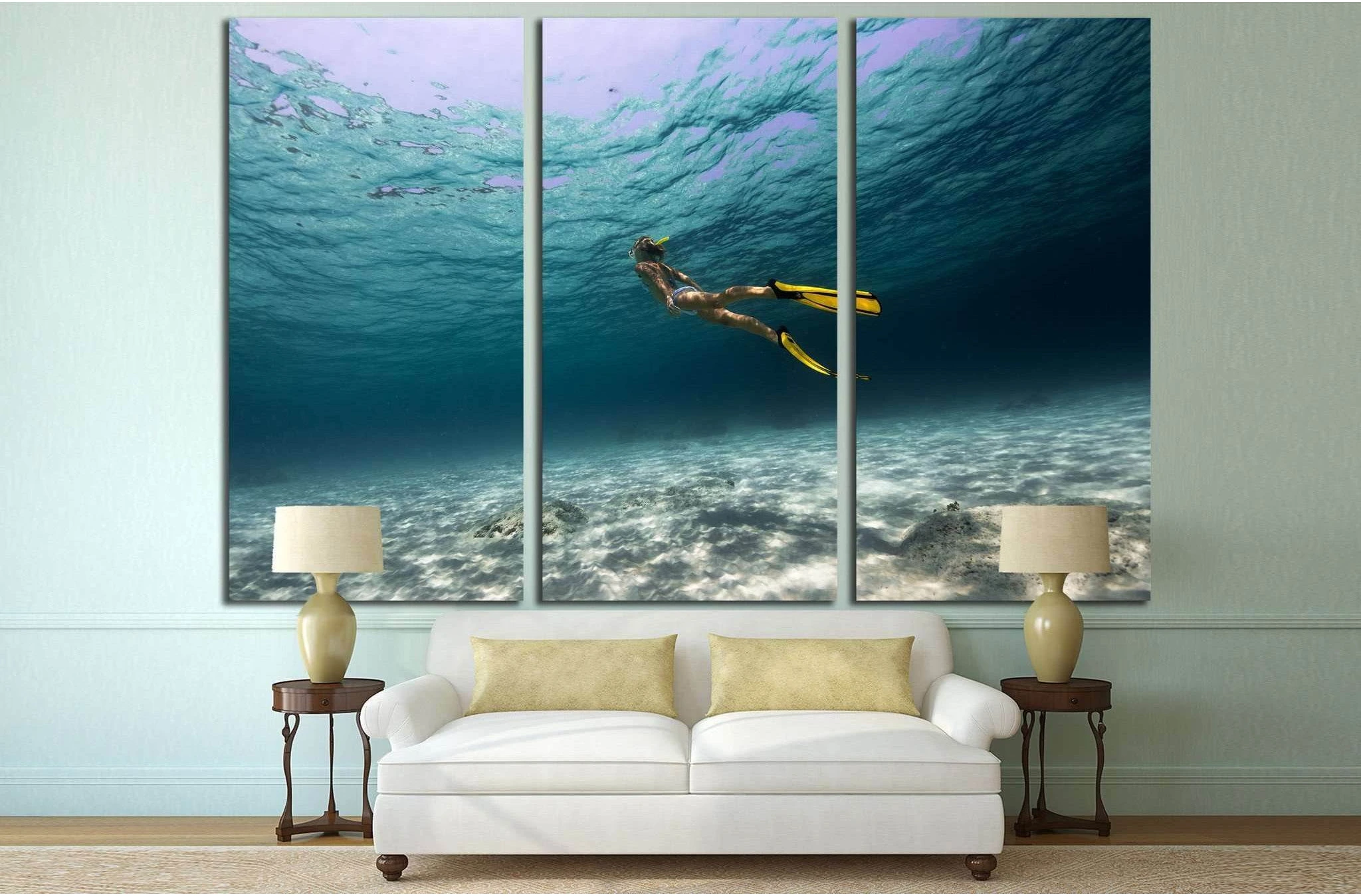 Girl Underwater №502 Ready to Hang Canvas Print - Zellart Canvas Prints ALL_Products, s-502