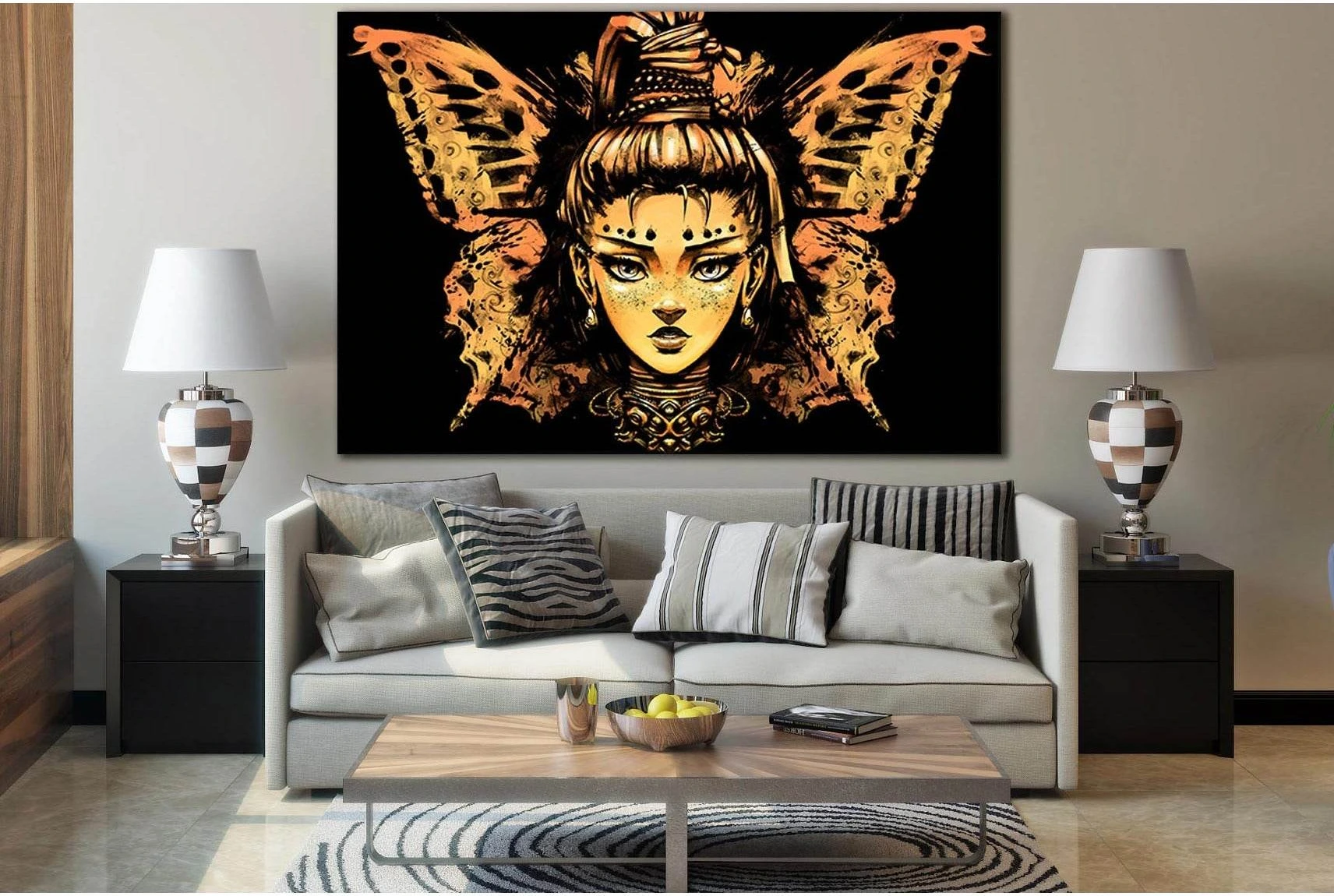 Girl With Butterfly Wings №SL1231 Ready to Hang Canvas Print - Zellart Canvas Prints 0new, ALL_Products, Fantasy And Sci Fi Wall Art