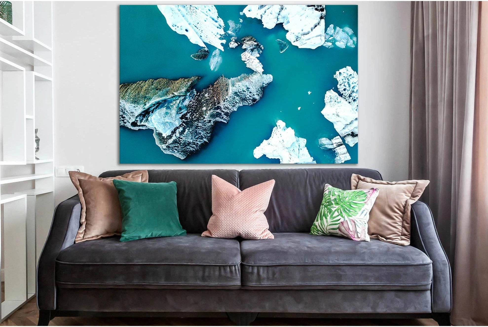 Glacial Lagoon With Icebergs Floating №SL1338 Ready to Hang Canvas Print - Zellart Canvas Prints 0new, ALL_Products, Glacials