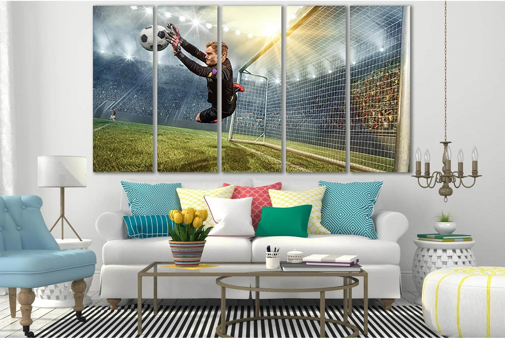 Goalkeeper Catching A Soccer Ball №SL926 Ready to Hang Canvas Print - Zellart Canvas Prints 0new, ALL_Products, Sports & Motivation