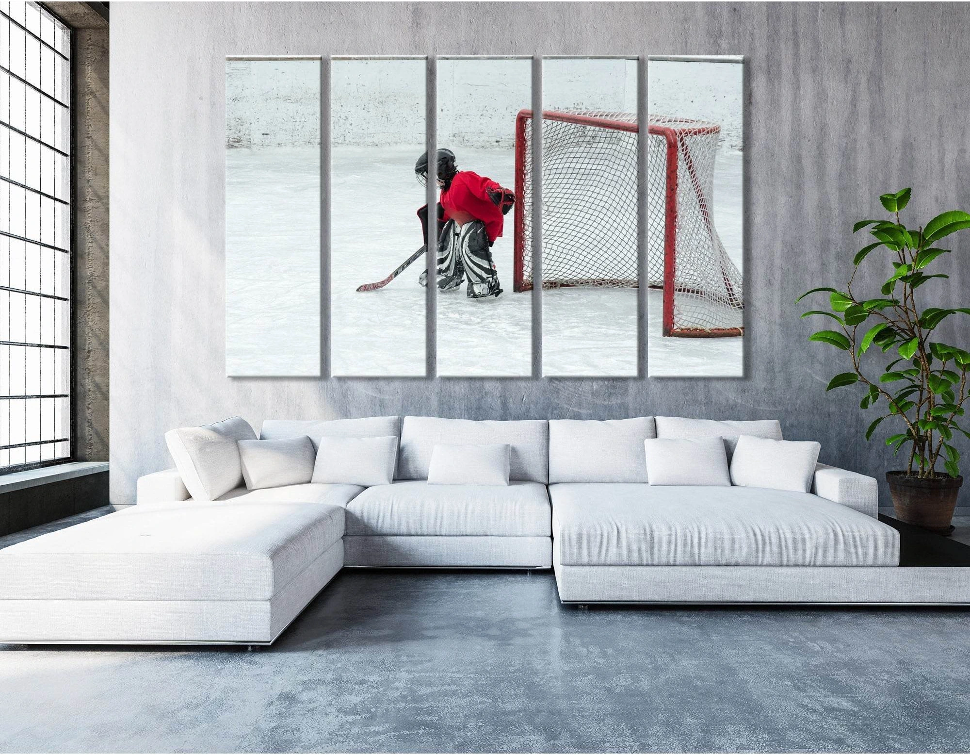 Goalkeeper On The Ice, Kids Hockey №04448 Ready to Hang Canvas Print - Zellart Canvas Prints ALL_Products