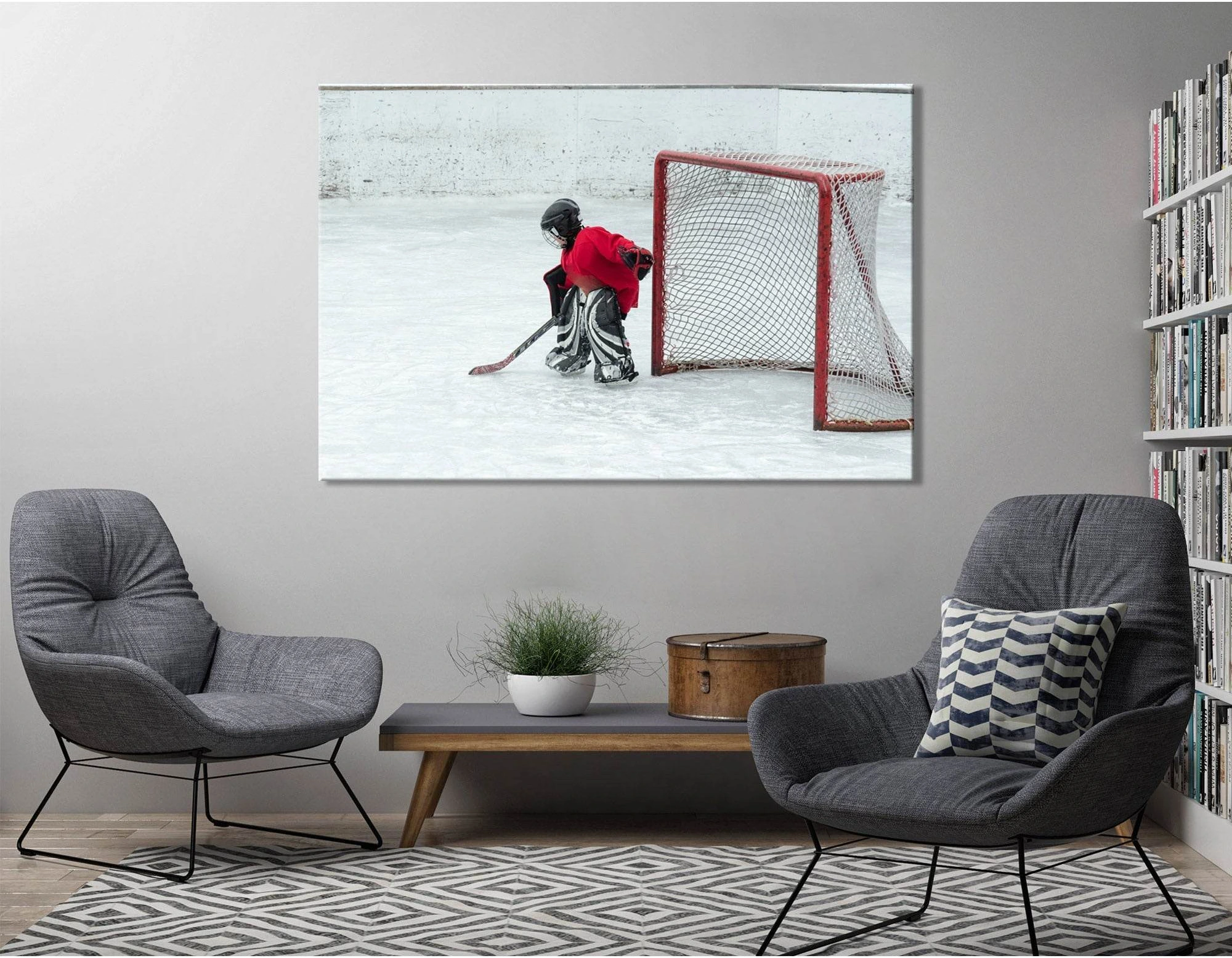Goalkeeper On The Ice, Kids Hockey №04448 Ready to Hang Canvas Print - Zellart Canvas Prints ALL_Products
