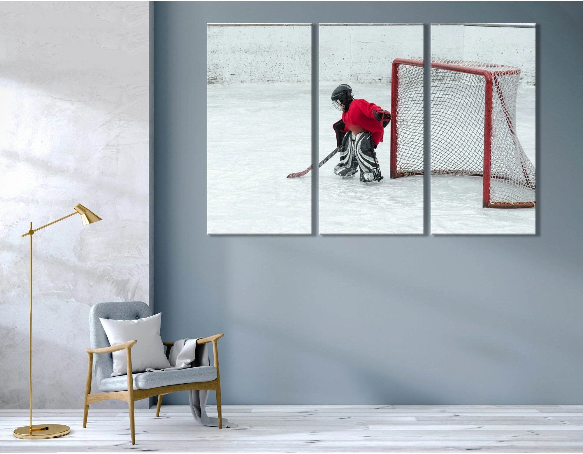 Goalkeeper On The Ice, Kids Hockey №04448 Ready to Hang Canvas Print - Zellart Canvas Prints ALL_Products