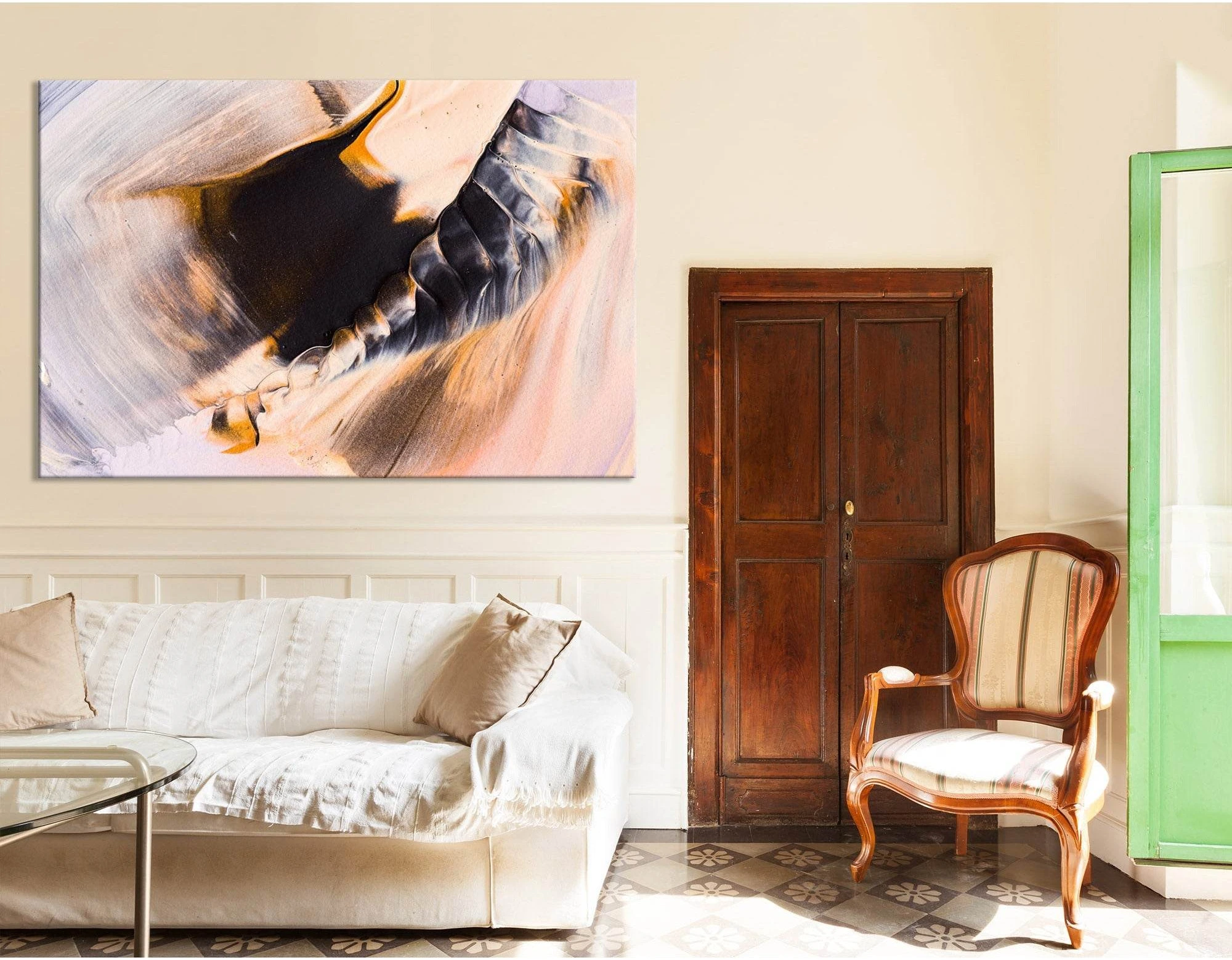 Gold And Gray Chic Abstract №04408 Ready to Hang Canvas Print - Zellart Canvas Prints ALL_Products