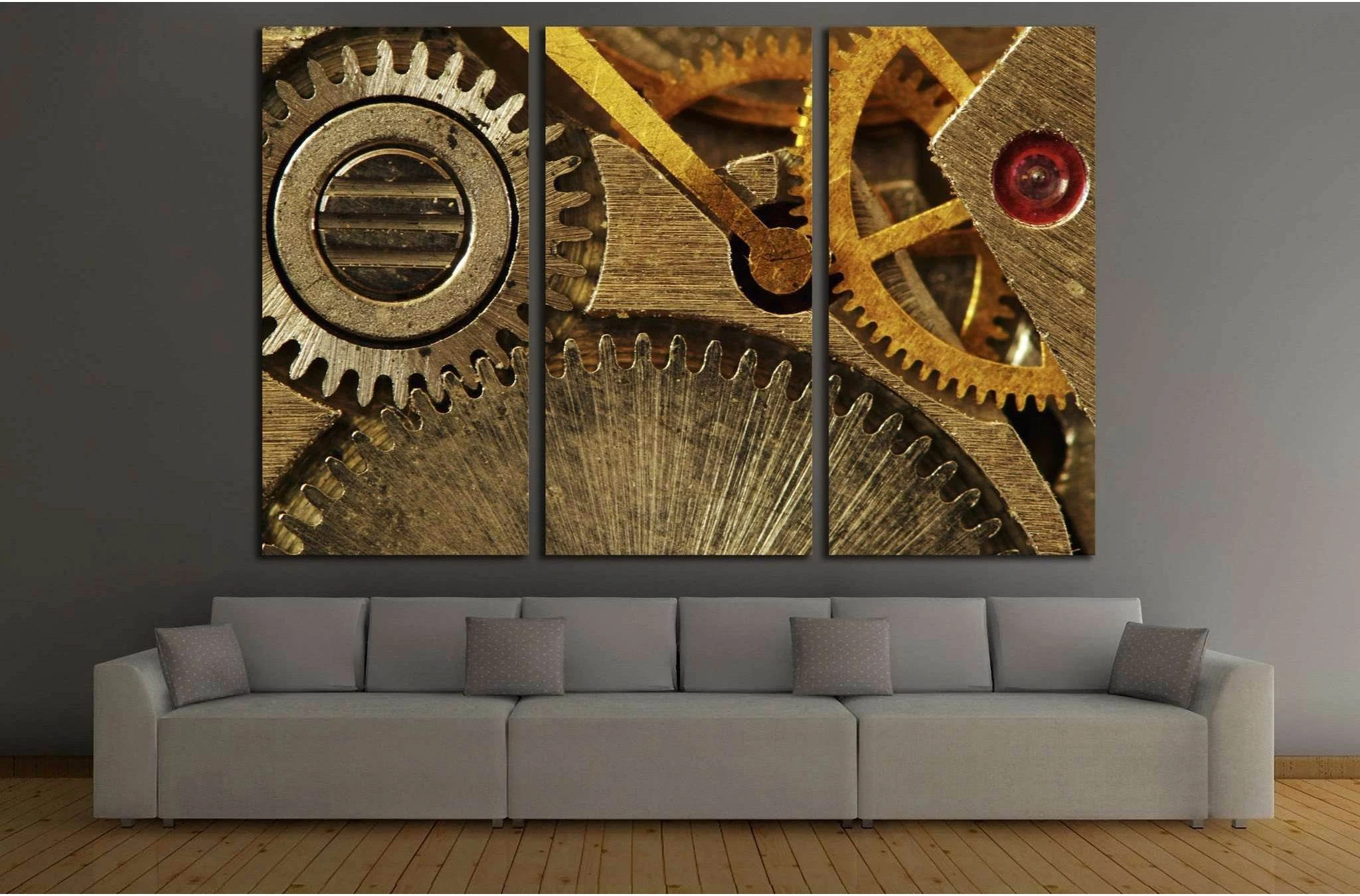 Gold Clock Mechanism №220 Ready to Hang Canvas Print - Zellart Canvas Prints ALL_Products, wd-220