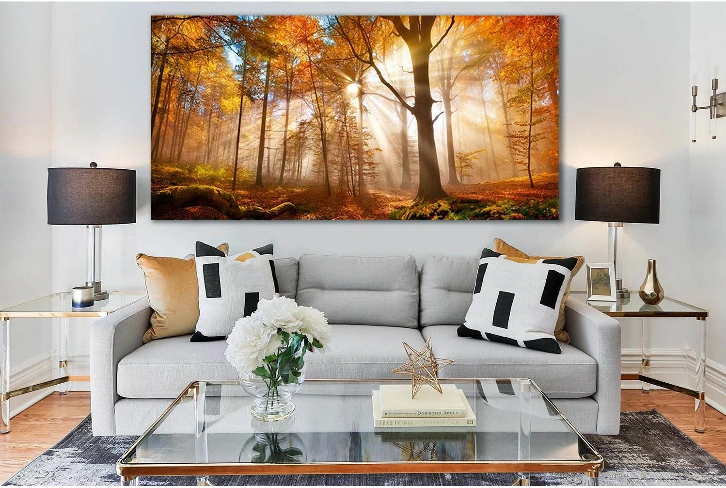 Golden Forest In Autumn №SL618 Ready to Hang Canvas Print - Zellart Canvas Prints 0new, ALL_Products, Autumn Wall Art