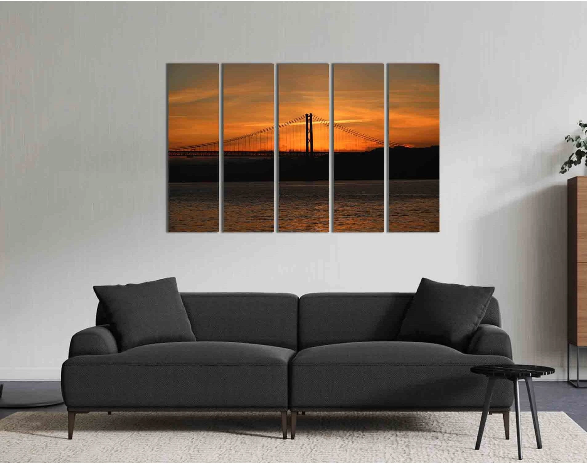 Golden Gate bridge at sunset №D1758 Ready to Hang Canvas Print - Zellart Canvas Prints 0new, ALL_Products, Sunrise & sunset wall art
