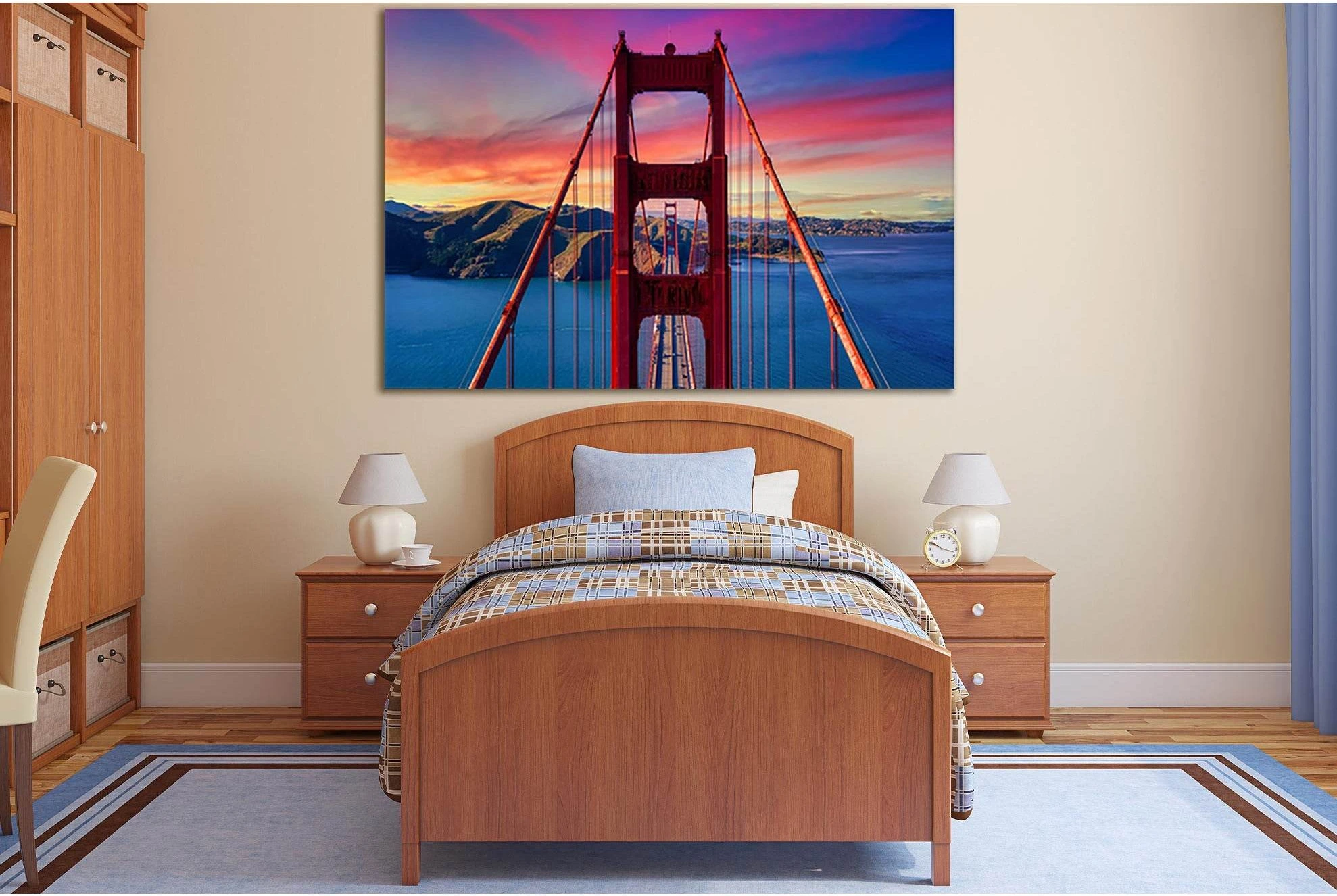 Golden Gate Bridge At Sunset №SL1124 Ready to Hang Canvas Print - Zellart Canvas Prints 0new, ALL_Products, Bridges Wall Art