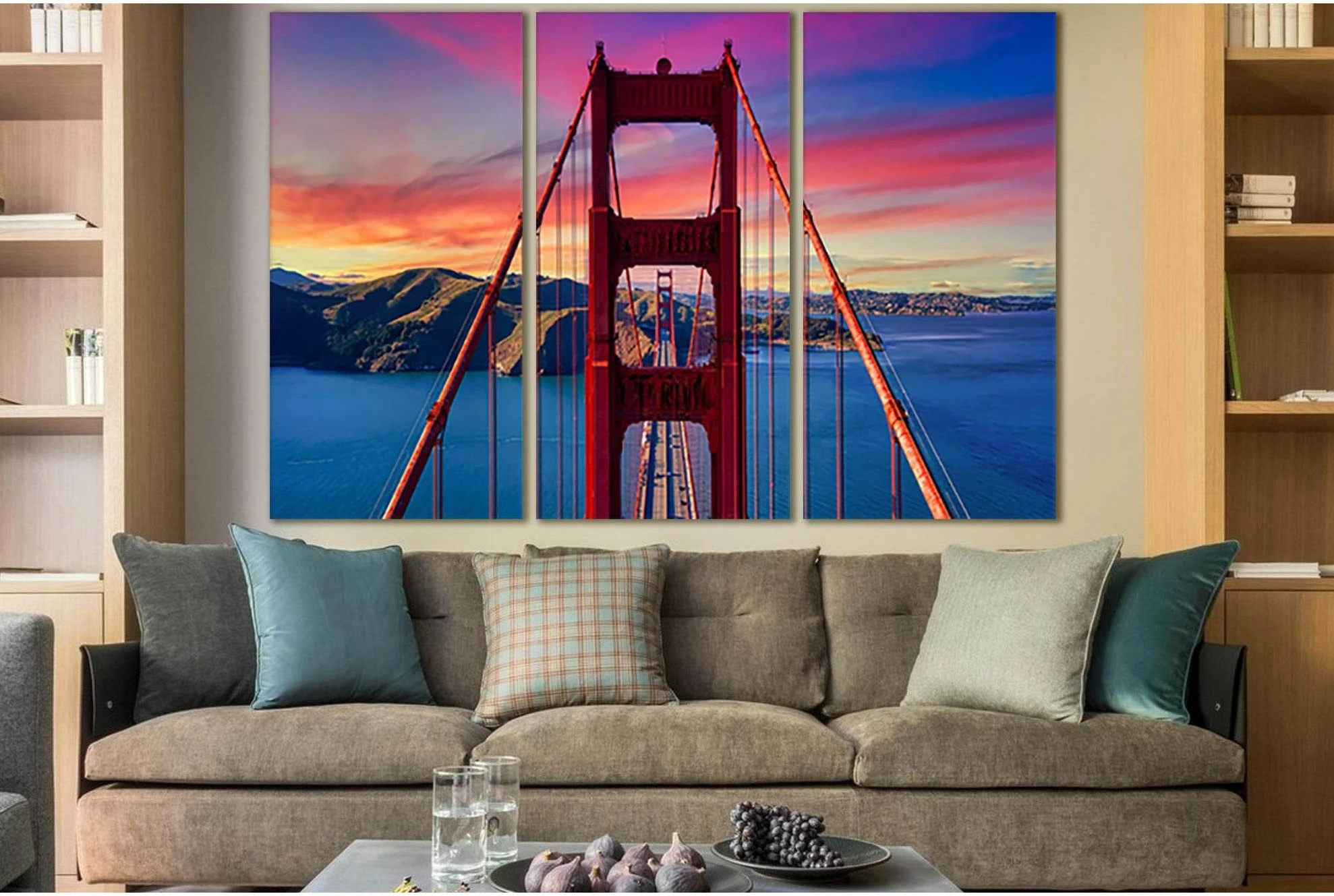 Golden Gate Bridge At Sunset №SL1124 Ready to Hang Canvas Print - Zellart Canvas Prints 0new, ALL_Products, Bridges Wall Art