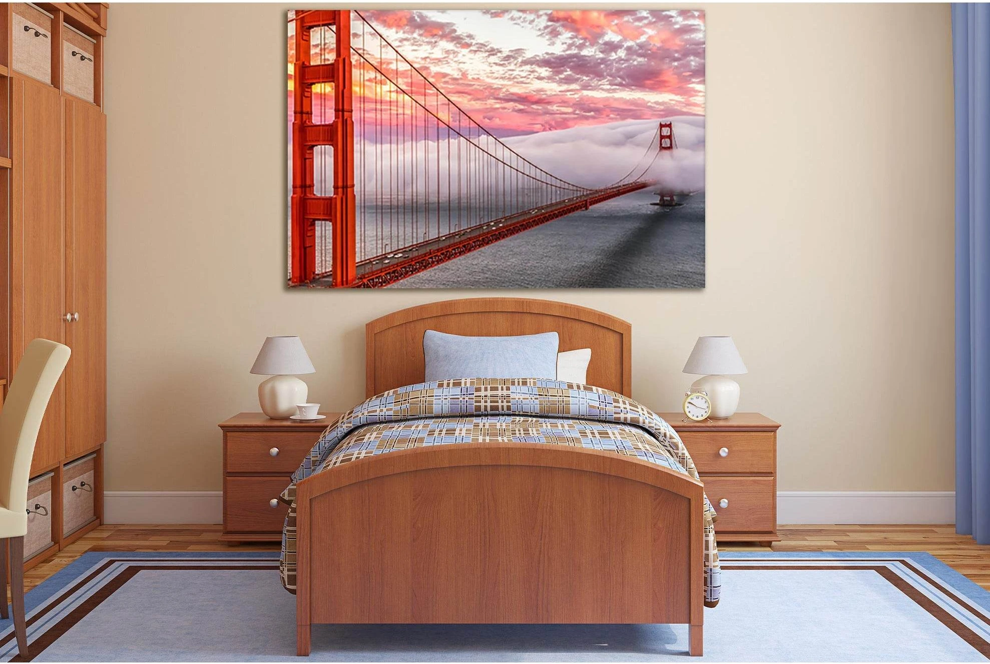 Golden Gate Bridge In The Clouds №SL1087 Ready to Hang Canvas Print - Zellart Canvas Prints 0new, ALL_Products, Bridges Wall Art