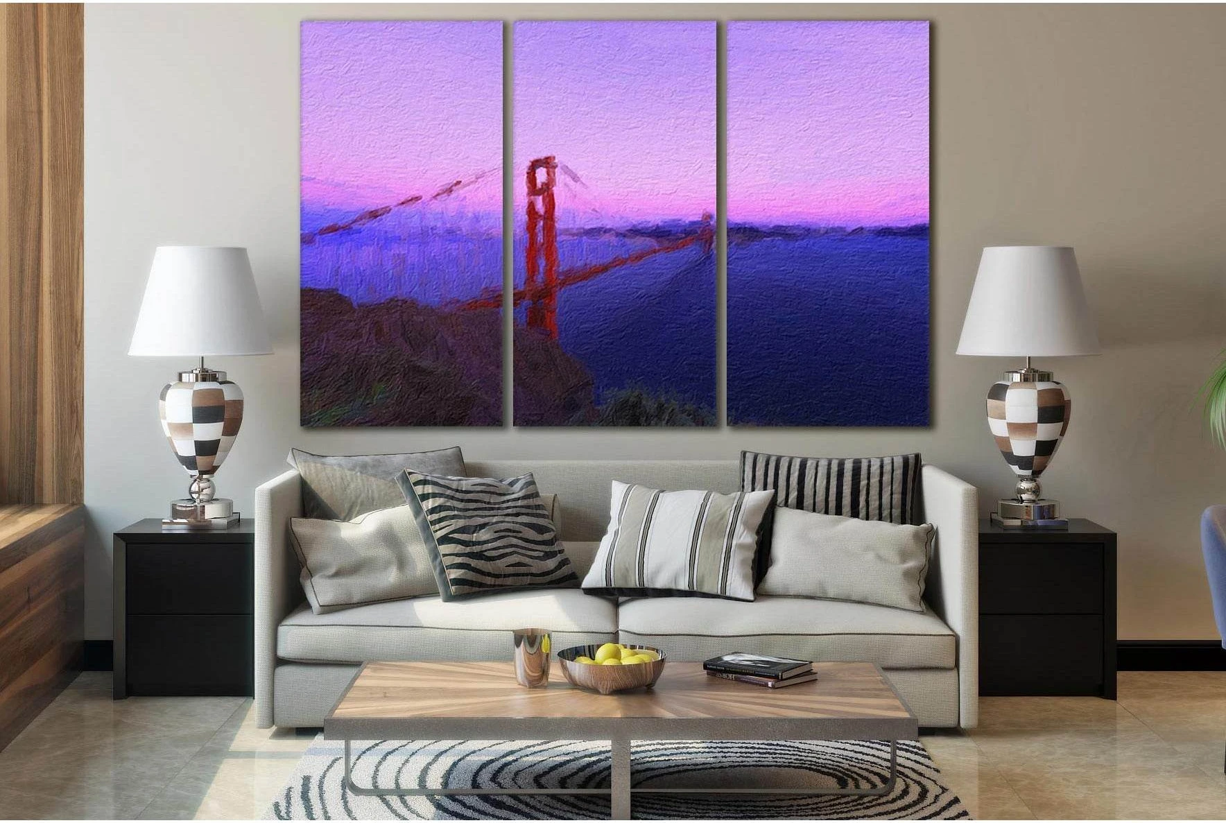 Golden Gate Bridge Oil Painting №SL567 Ready to Hang Canvas Print - Zellart Canvas Prints 0new, ALL_Products, Oil Painting Wall Art