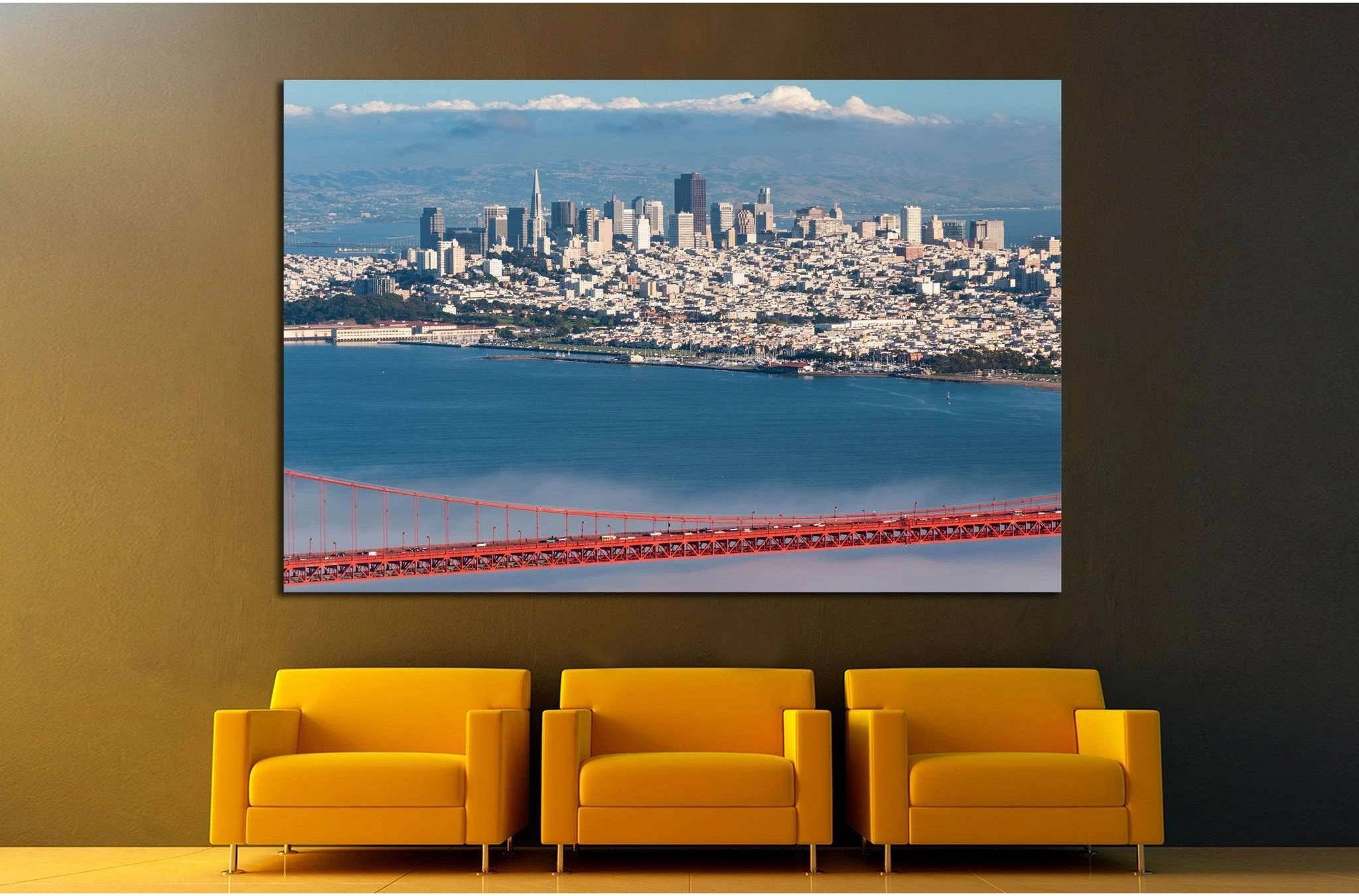 Golden Gate Bridge, San Francisco Peninsula to Marin County,California №1248 Ready to Hang Canvas Print - Zellart Canvas Prints ALL_Products, s-1248
