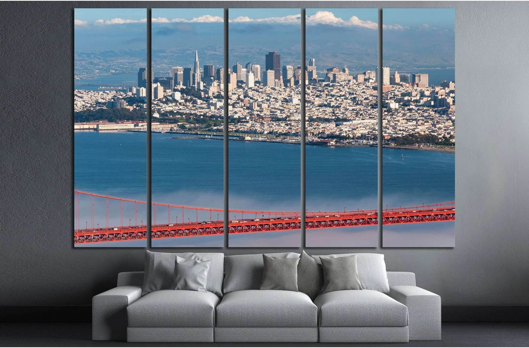 Golden Gate Bridge, San Francisco Peninsula to Marin County,California №1248 Ready to Hang Canvas Print - Zellart Canvas Prints ALL_Products, s-1248