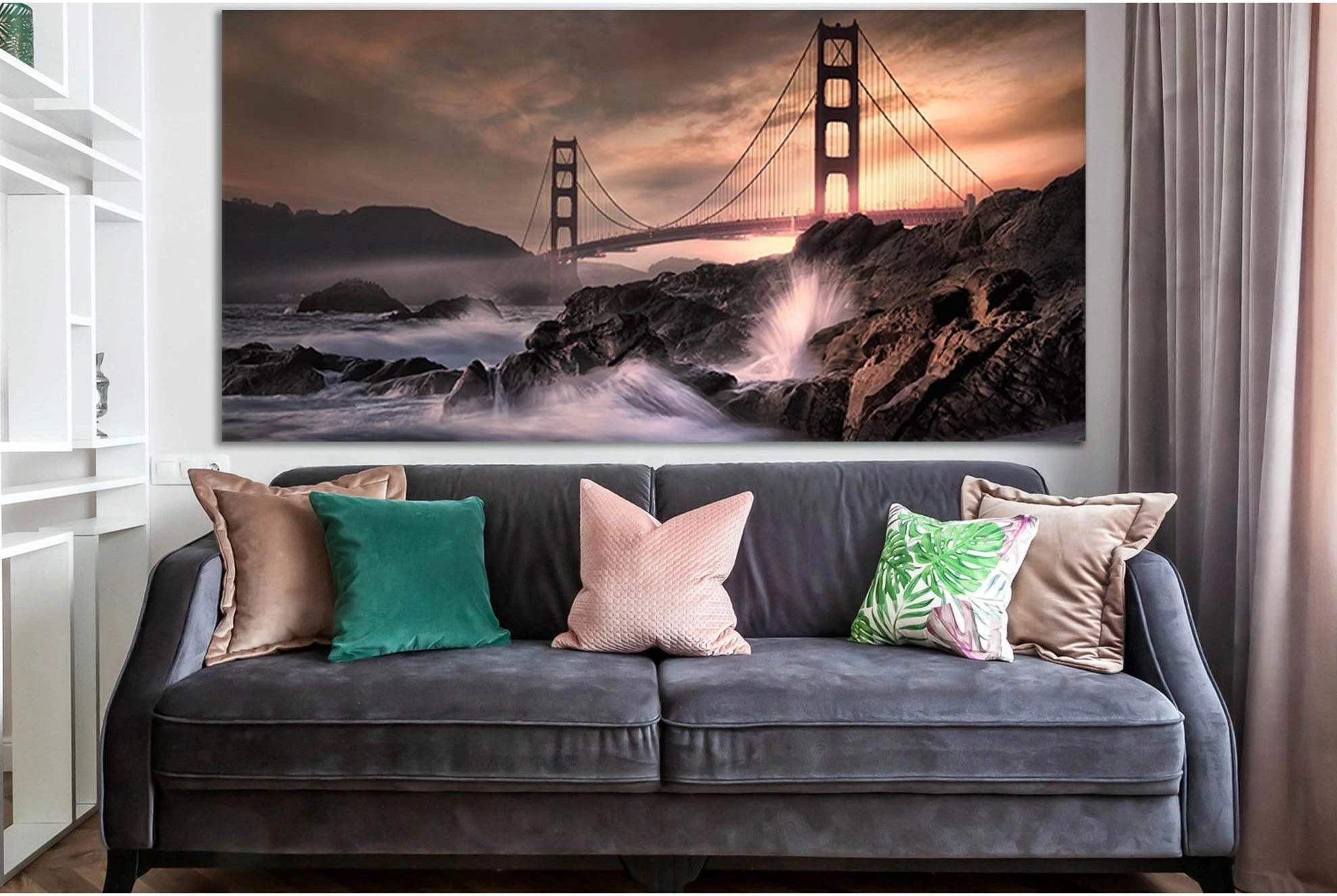 Golden Gate Bridge №SL1132 Ready to Hang Canvas Print - Zellart Canvas Prints 0new, ALL_Products, Bridges Wall Art
